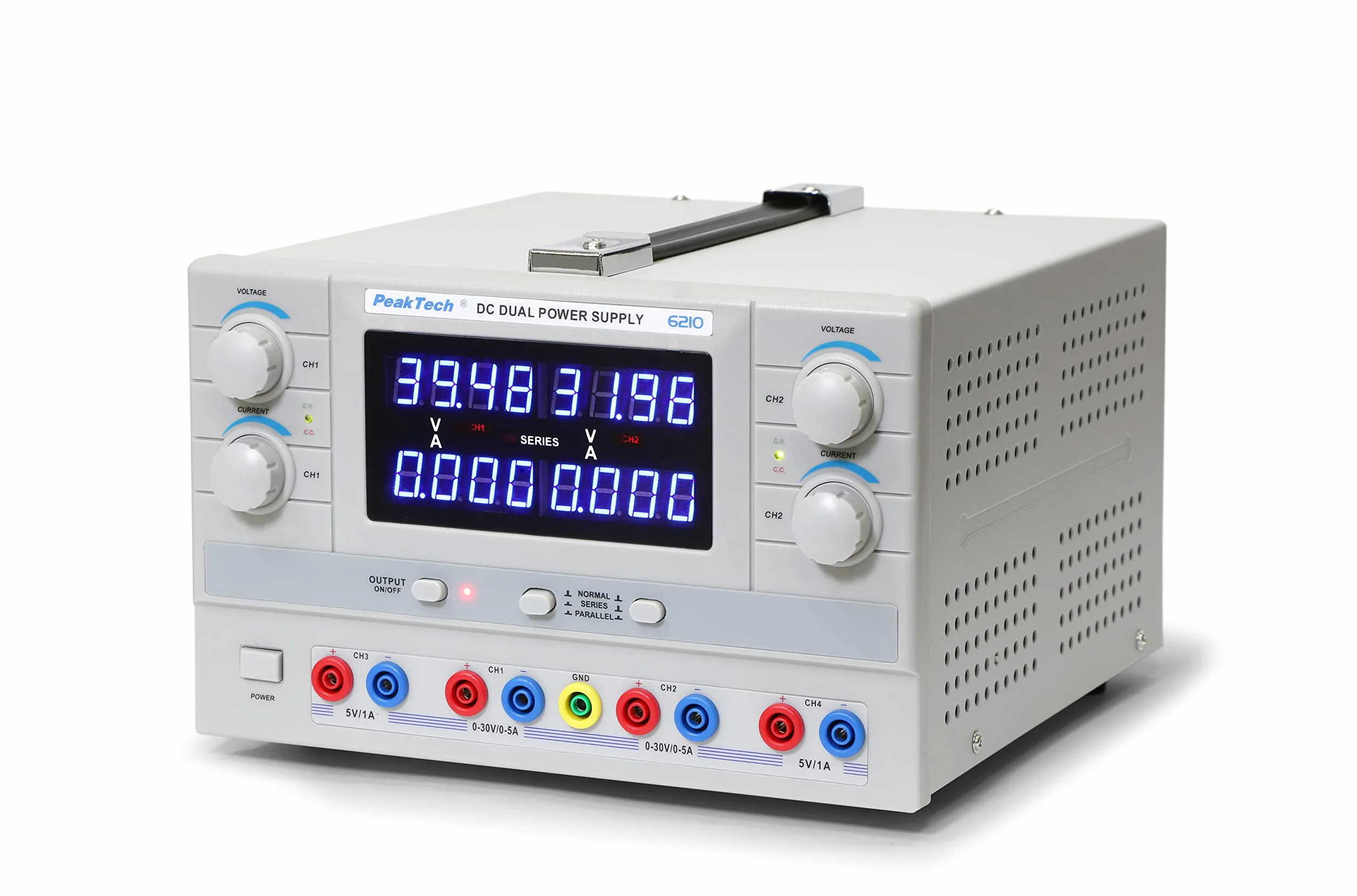 PeakTech P 6210 - Liniowy podwójny zasilacz laboratoryjny ~ 0-30 V / 0-5 A ~ z wyświetlaczem LED