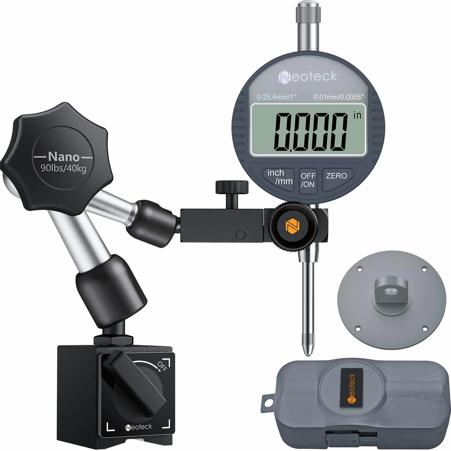 Neoteck Cyfrowy Zegar Pomiarowy 25,4 mm 0,01 mm z Walizką