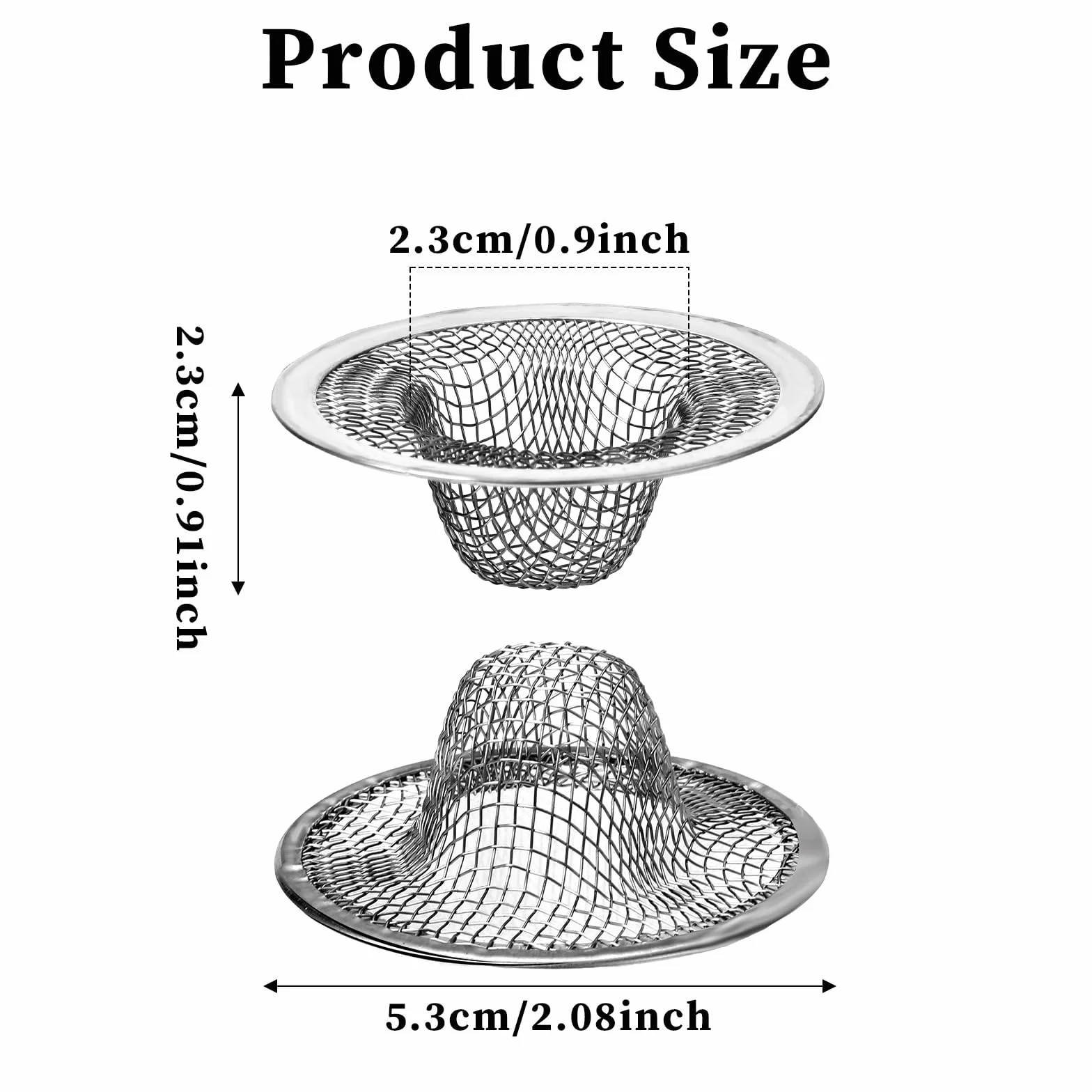 AHQiZFX 8 sztuk siatkowy sitko do zlewu, 5,4 cm góra/2,5 cm łazienka filtr odpływowy ze stali nierdzewnej mały kosz na włosy łapacz pasuje do większości zlewozmywaków kuchennych, zlewozmywaków