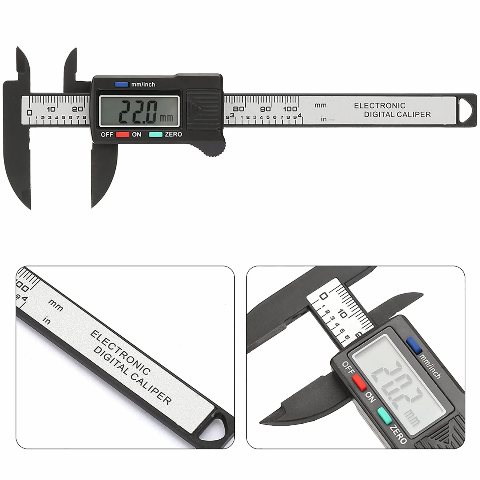 Paquimetro Cyfrowa Suwmiarka Z Włókna Węglowego 100 mm Duży Ekran LCD