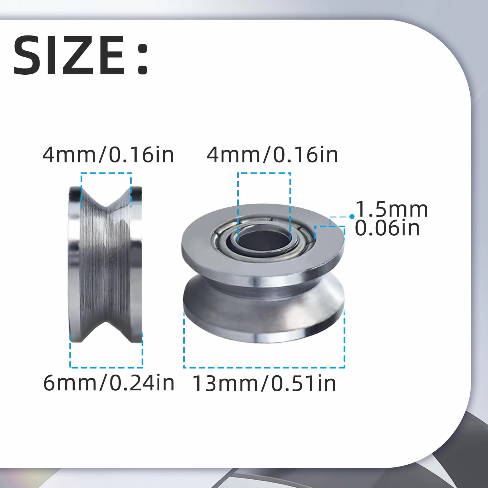 Zestaw łożysk V623ZZ 4x13x6 mm, łożysko koła pasowego ze stali węglowej do liniowego systemu ruchu