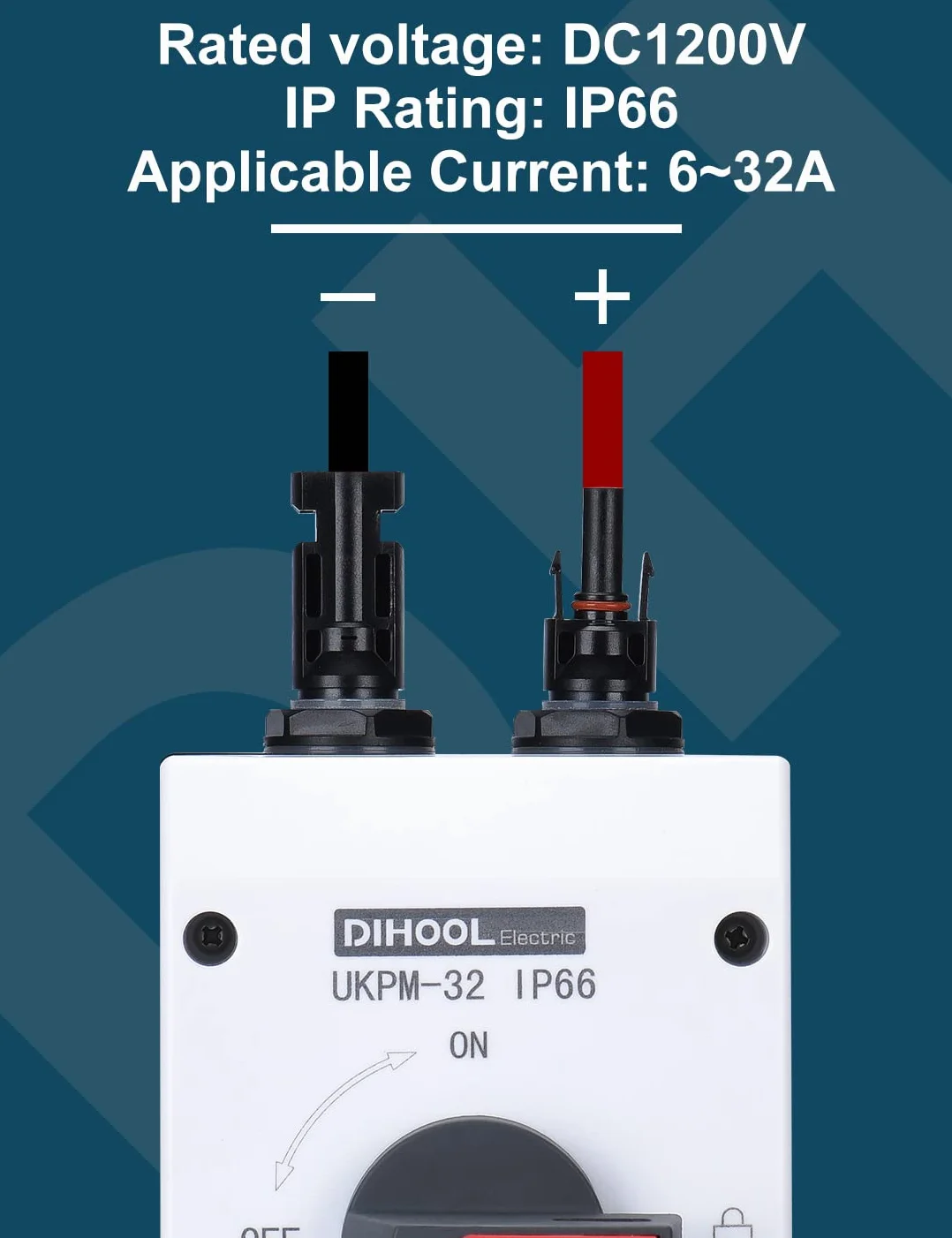 Odłącznik DC Wyłącznik IP65 Wodoodporna 32a 1200 V PV Combiner Box do systemu paneli słonecznych Układu słonecznego Panele słoneczne (32A IP66)