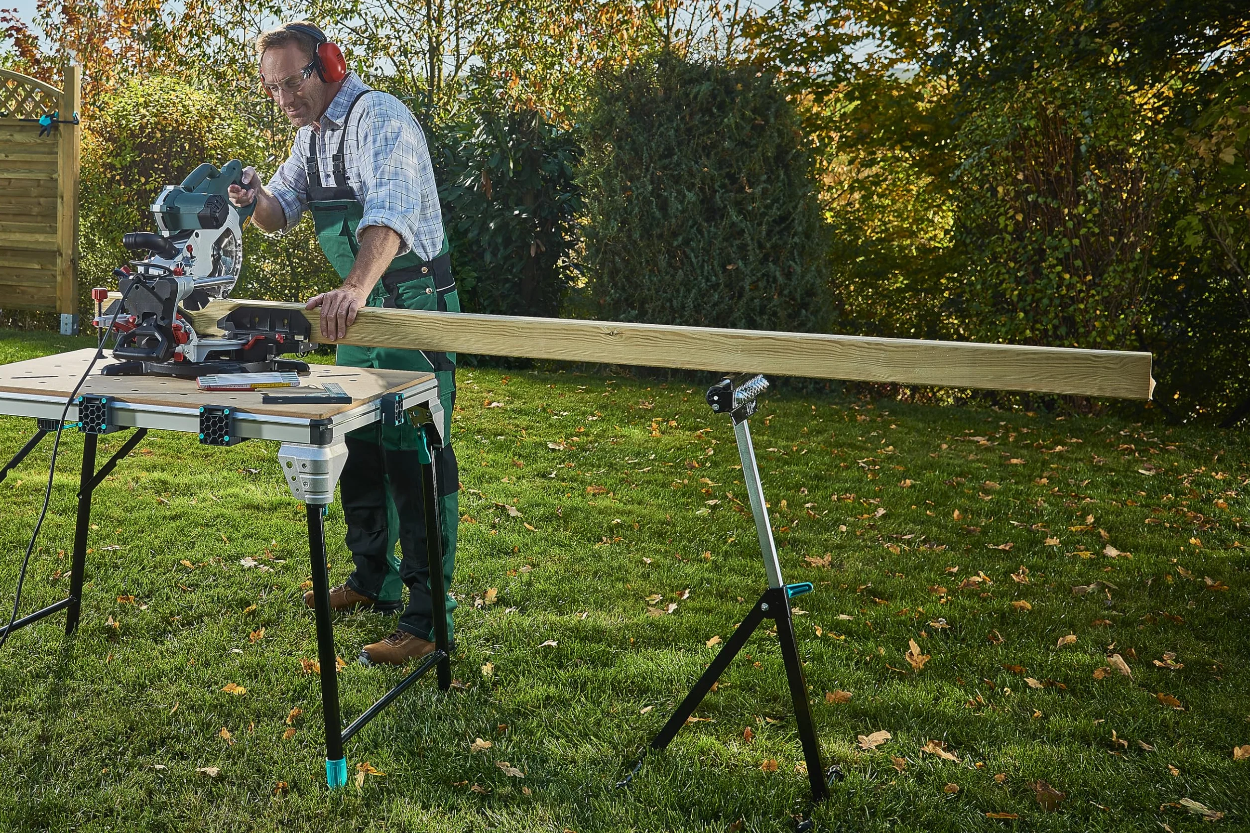 wolfcraft Wielofunkcyjny stojak/podpórka z rolką I 6102300 I Wielofunkcyjny stojak roboczy do podawania i przemieszczania obrabianego materiału