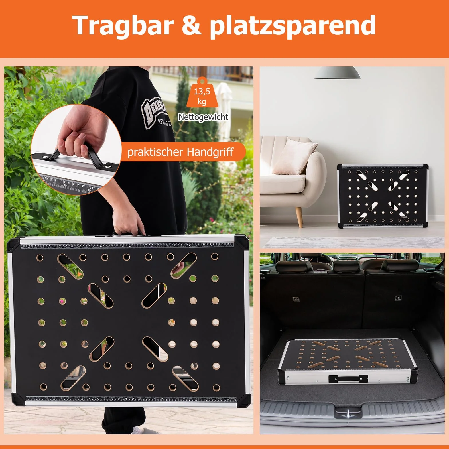 COSTWAY Stół roboczy składany, stół warsztatowy z 2 szybkozłączkami, 4 hakami zaciskowymi, 3 skrzynkami narzędziowymi i metalową ramą, stół warsztatowy, obciążenie do 454 kg, stół narzędziowy do