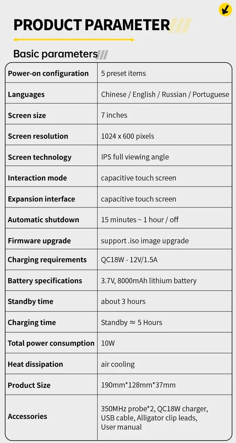 FNIRSI DPOS350P Oscyloskop cyfrowy 350 MHz 1 GSPS