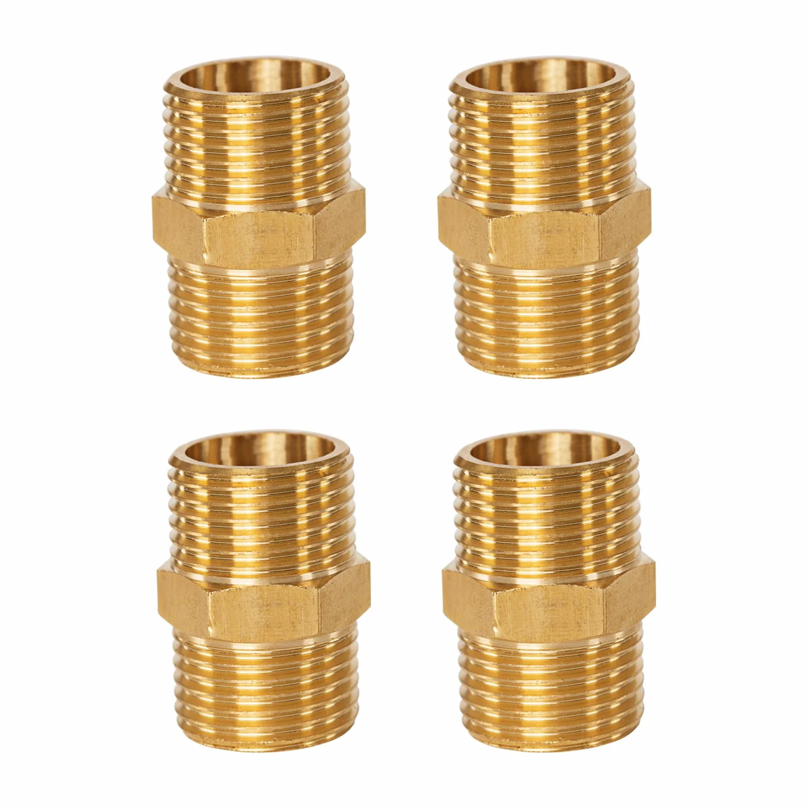 (4 szt.) 1/5.1 cm męski do 1/5.1 cm męski gwint BSP mosiężne złączki do rur sześciokątnych złączki do węży, G1/2 x G1/2 gwint prosty podwójny do łączenia rur konwersji armatura hydrauliczna