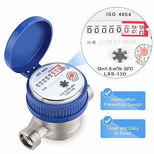 Zimny wodomierz do ogrodu, 1,5 m3/h 0-40 ℃ mechaniczny wodomierz 15 mm 1/2 cala przepływomierz wody, miedź