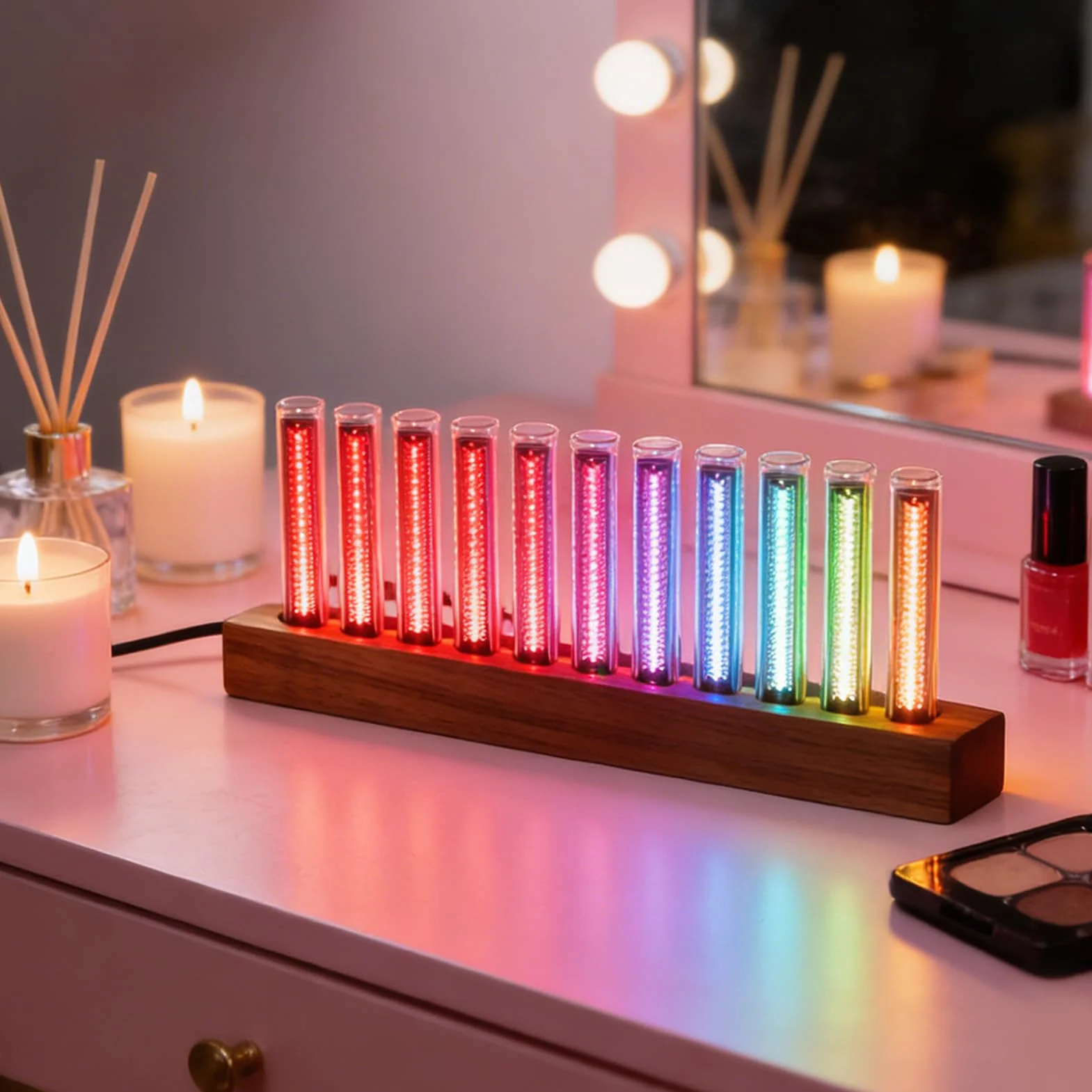 Bezprzewodowy Analizator Dźwięku LED 12 Lamp AGC RGB Wyświetlacz Widma Muzycznego