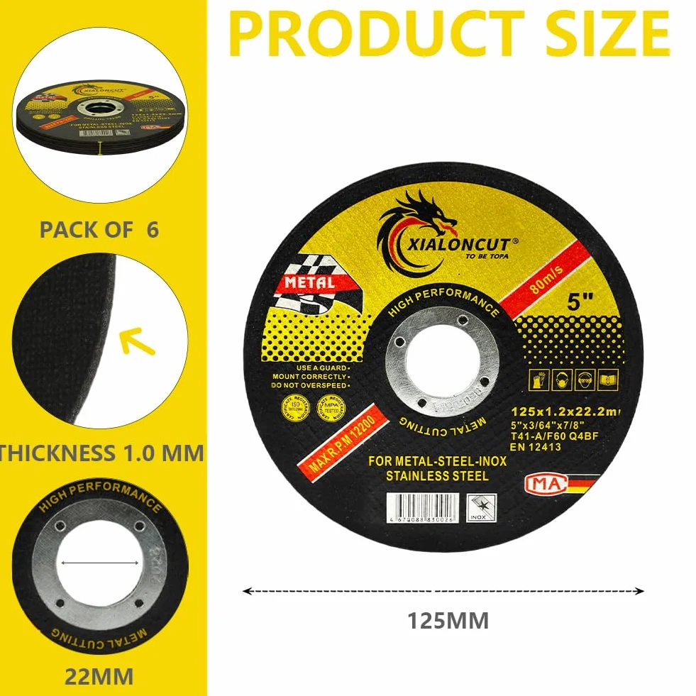 125 mm metalowa tarcza tnąca do szlifierki kątowej, 125 x 1,2 x 22,2 mm tarcza tnąca 12 sztuk, bardzo cienka tarcza elastyczna do metalu, stali nierdzewnej, stali, żelaza, rury stalowej