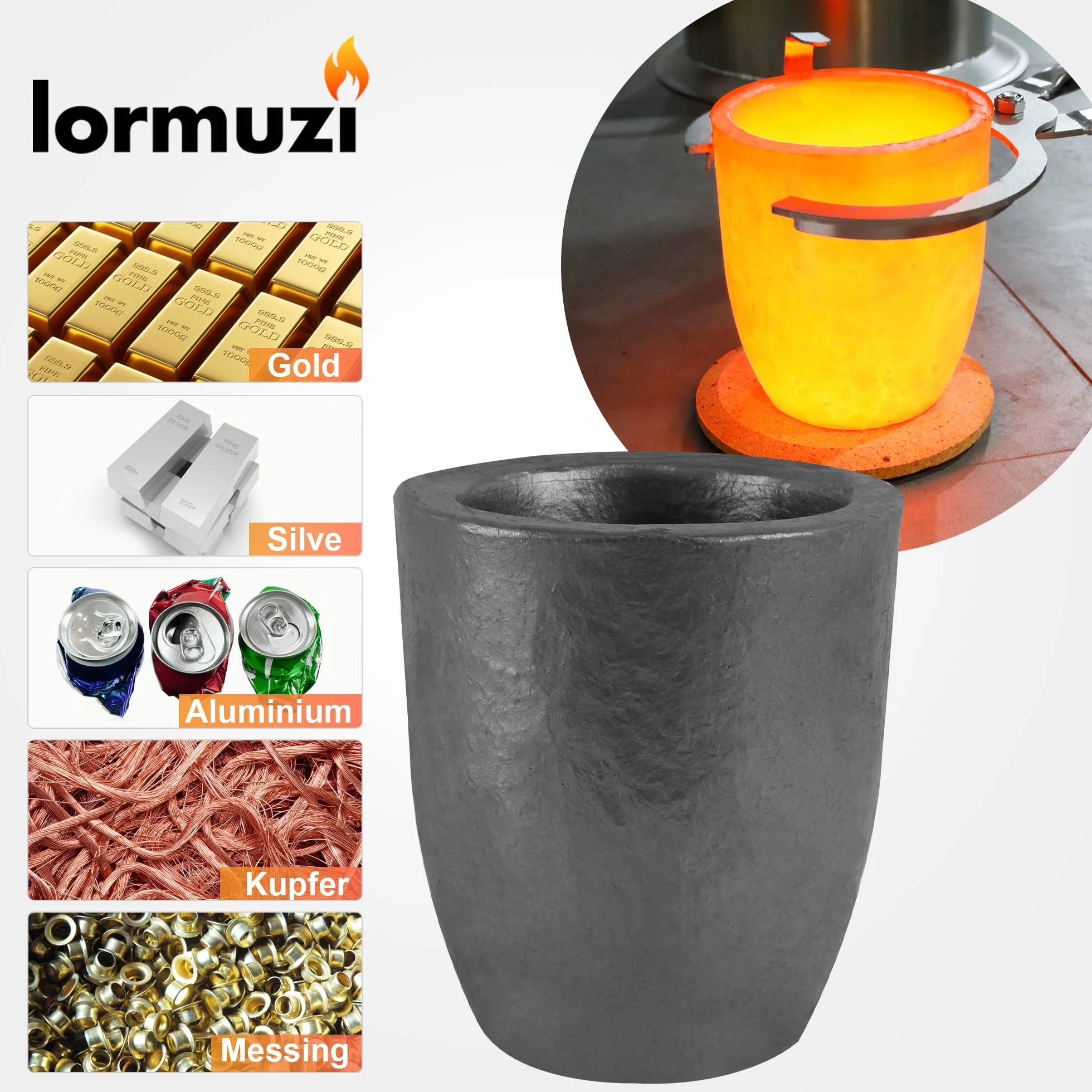 Tygiel grafitowy z węglika krzemu 6 kg 640 ml do topienia metalu 1800°C aluminium złota srebra miedzi