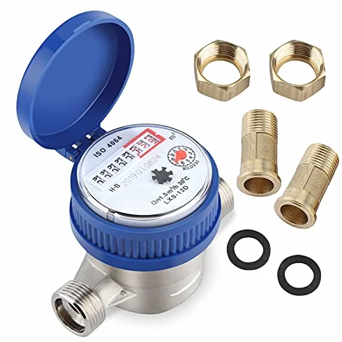 Zimny wodomierz do ogrodu, 1,5 m3/h 0-40 ℃ mechaniczny wodomierz 15 mm 1/2 cala przepływomierz wody, miedź