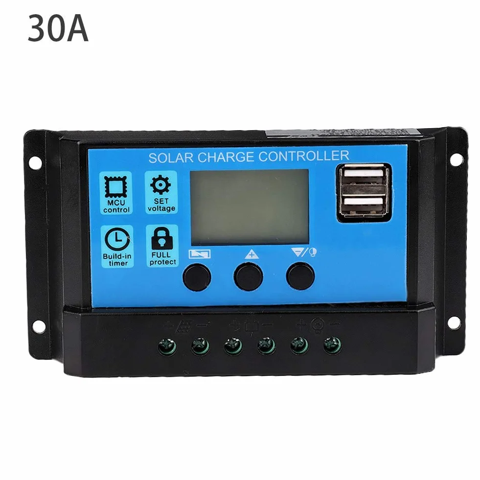 Controlador de carga solar PWM 30A 12V 24V automático