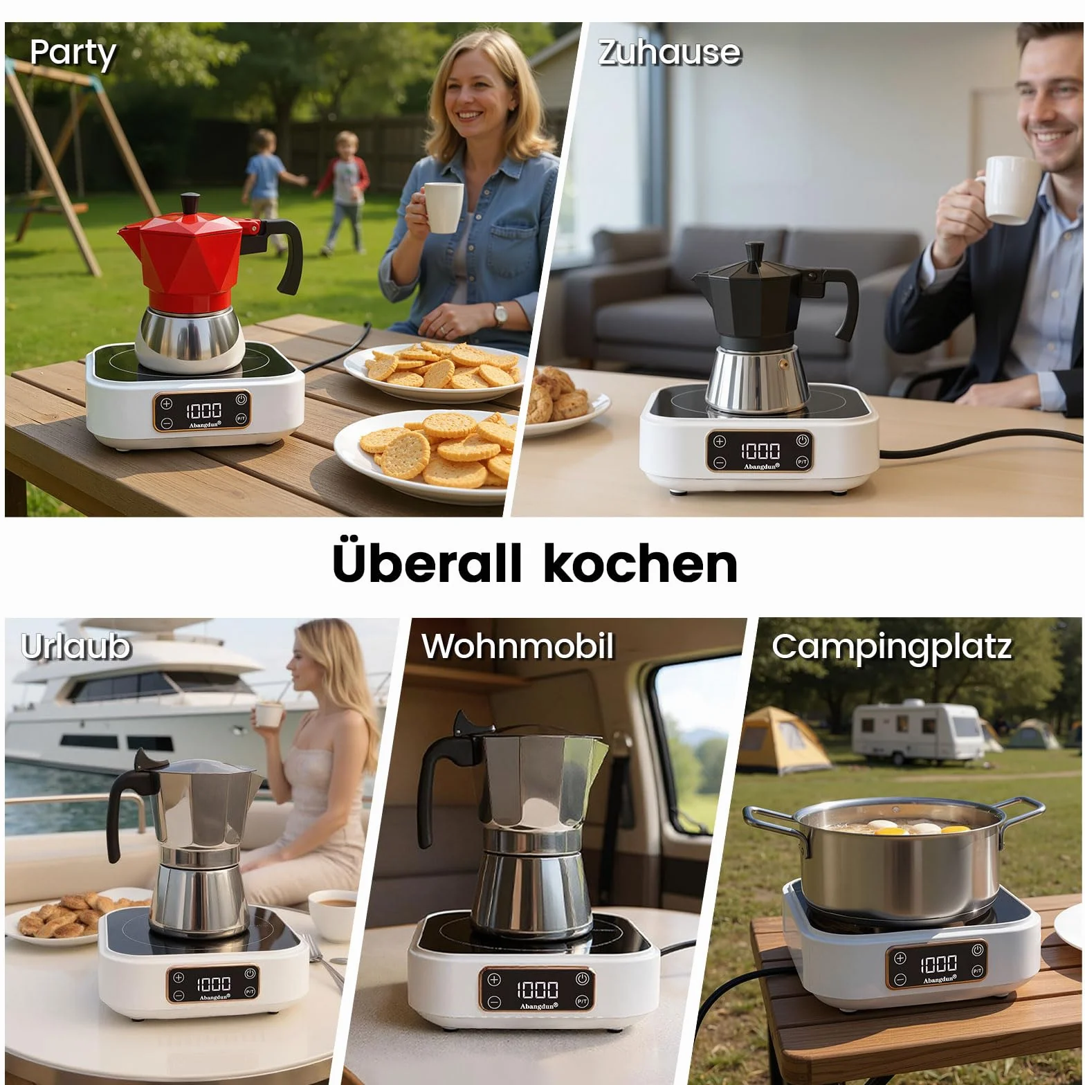Płyta indukcyjna 1000 W 7 poziomów mocy AJ350 (18F) do przyczep kempingowych