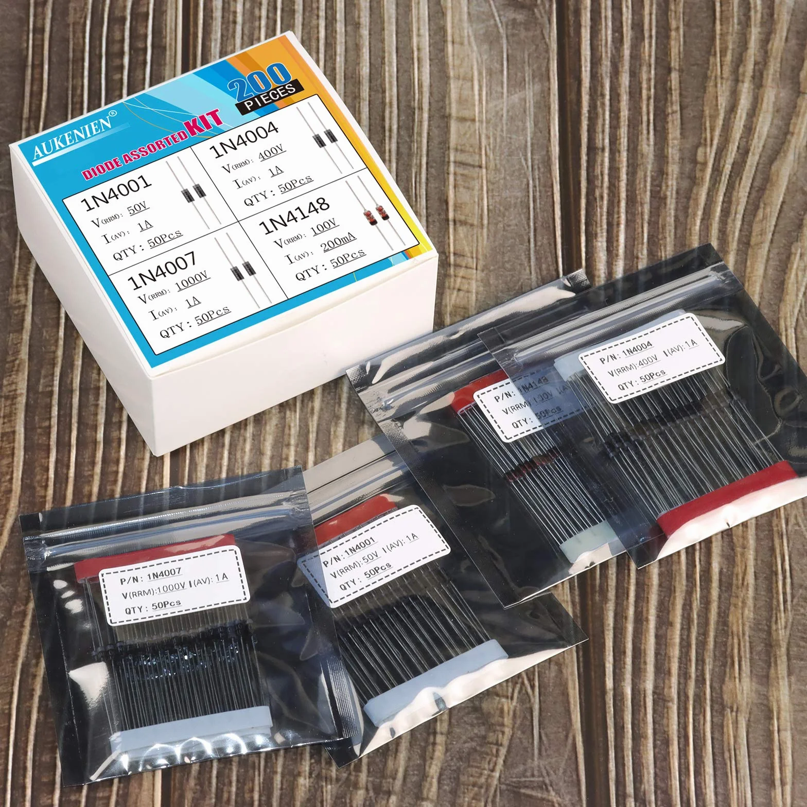 Zestaw diod 1N4148 1N4001 1N4004 1N4007 200 sztuk