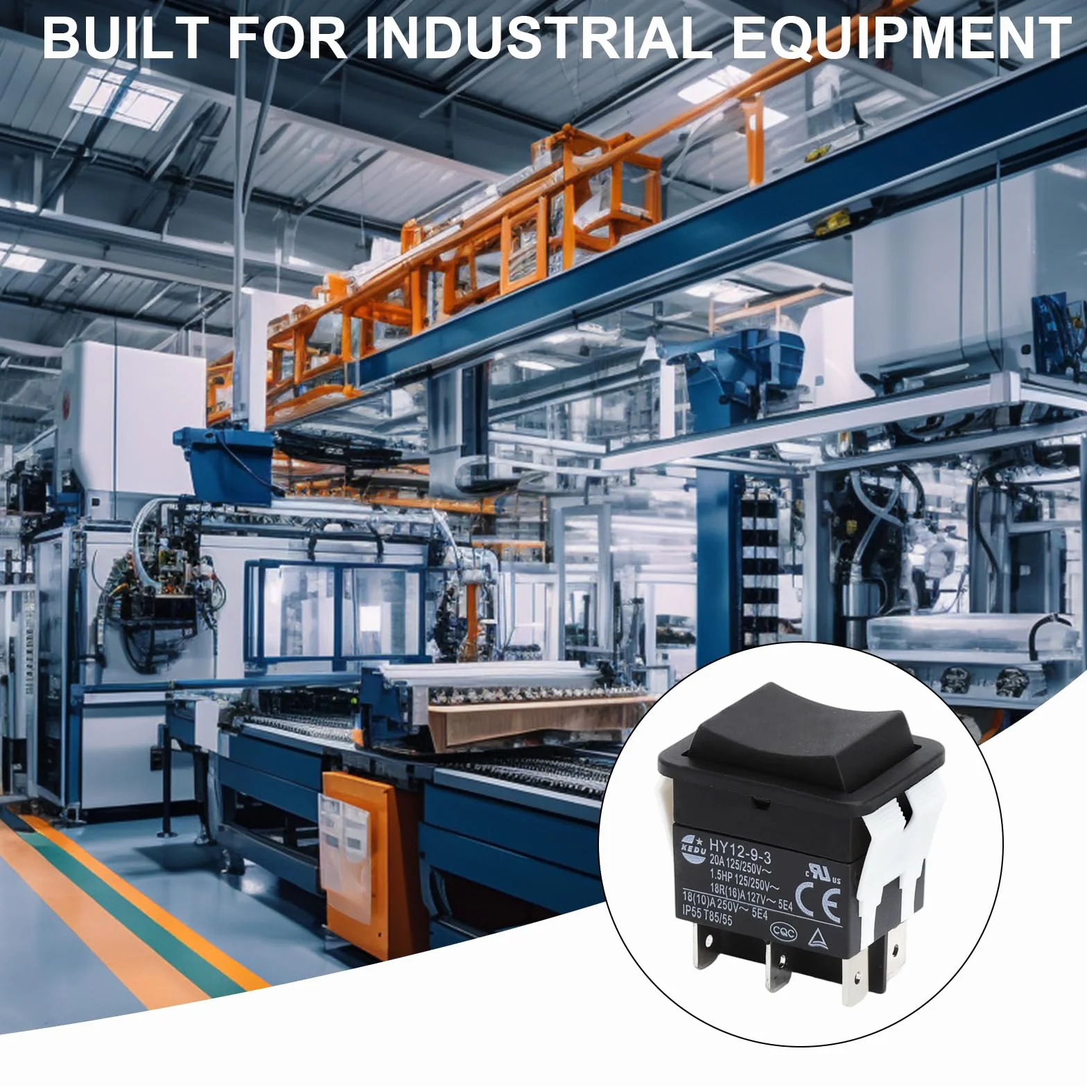 HENGBIRD 6-biegunowy przełącznik kołyskowy HY12-9-3 przełącznik przyciskowy 125/250 V 20 A 2HP przycisk wyłączony na industrialny elektryczny przełącznik Ripper do elektronarzędzi przemysłowych