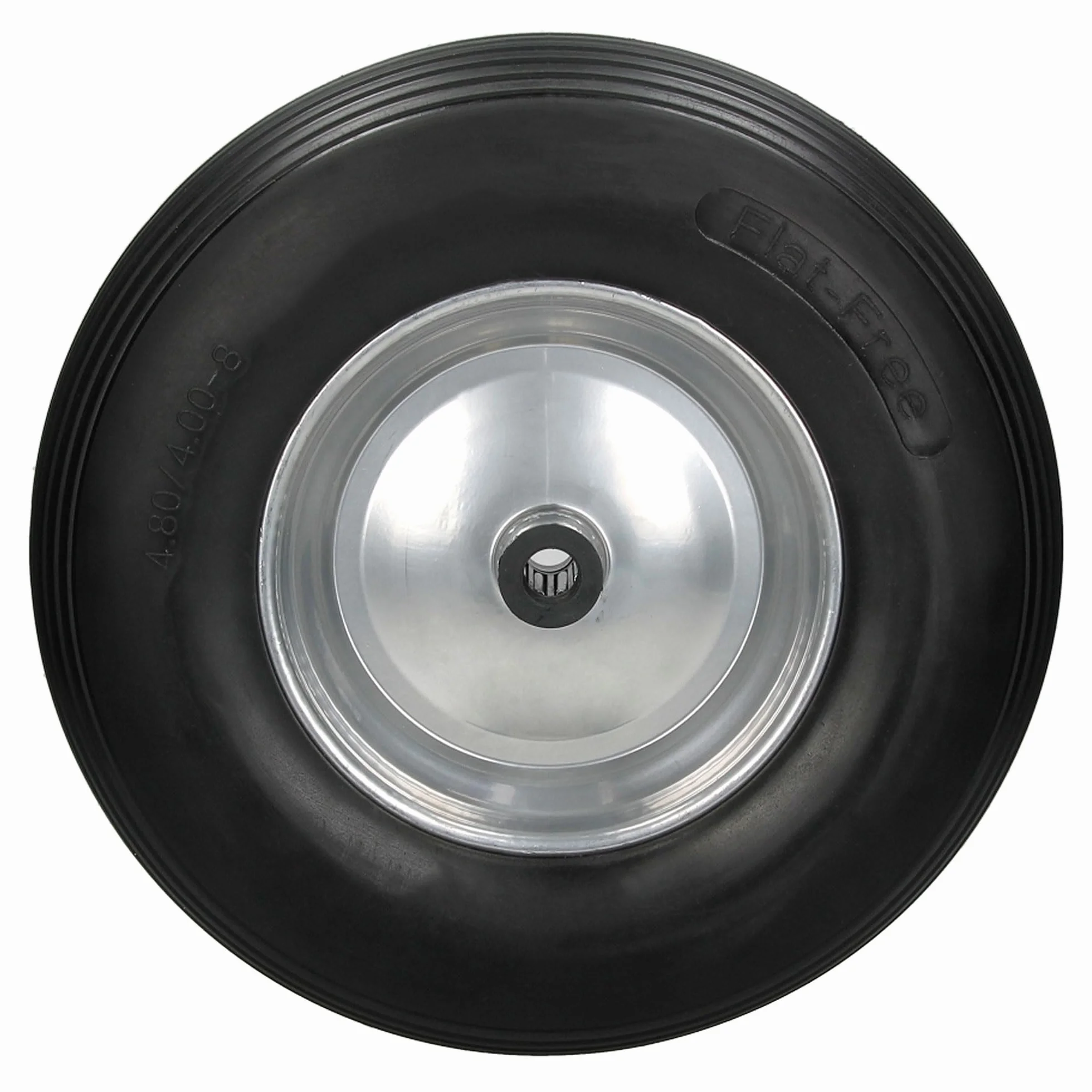 ECD Germany 2 sztuki Kolo do taczki wykonane z odpornej na przebicie pelnej gumy PU z osia - opona z felga stalowa - 4,80/4,00-8 - srednica 390 mm - czarne - kolo zapasowe Kolo gumowe Kolo do taczki