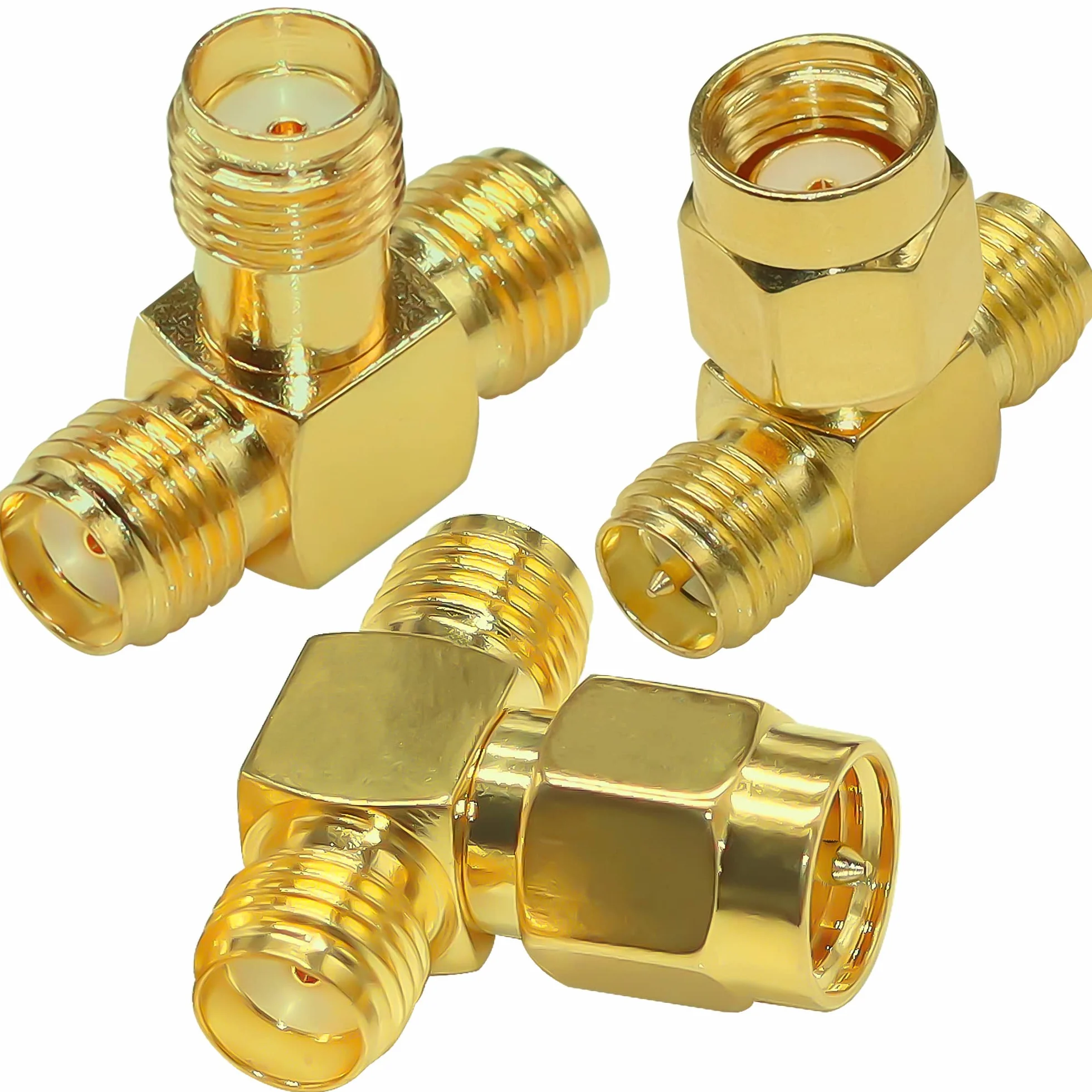 TUOLNK SMA Splitter Anschluss SMA/RP SMA Stecker auf Dual SMA/RP SMA Buchse HF Triple T Adapter SMA Anschluss mit umgekehrter Polarität 3 Wege Pack mit 3