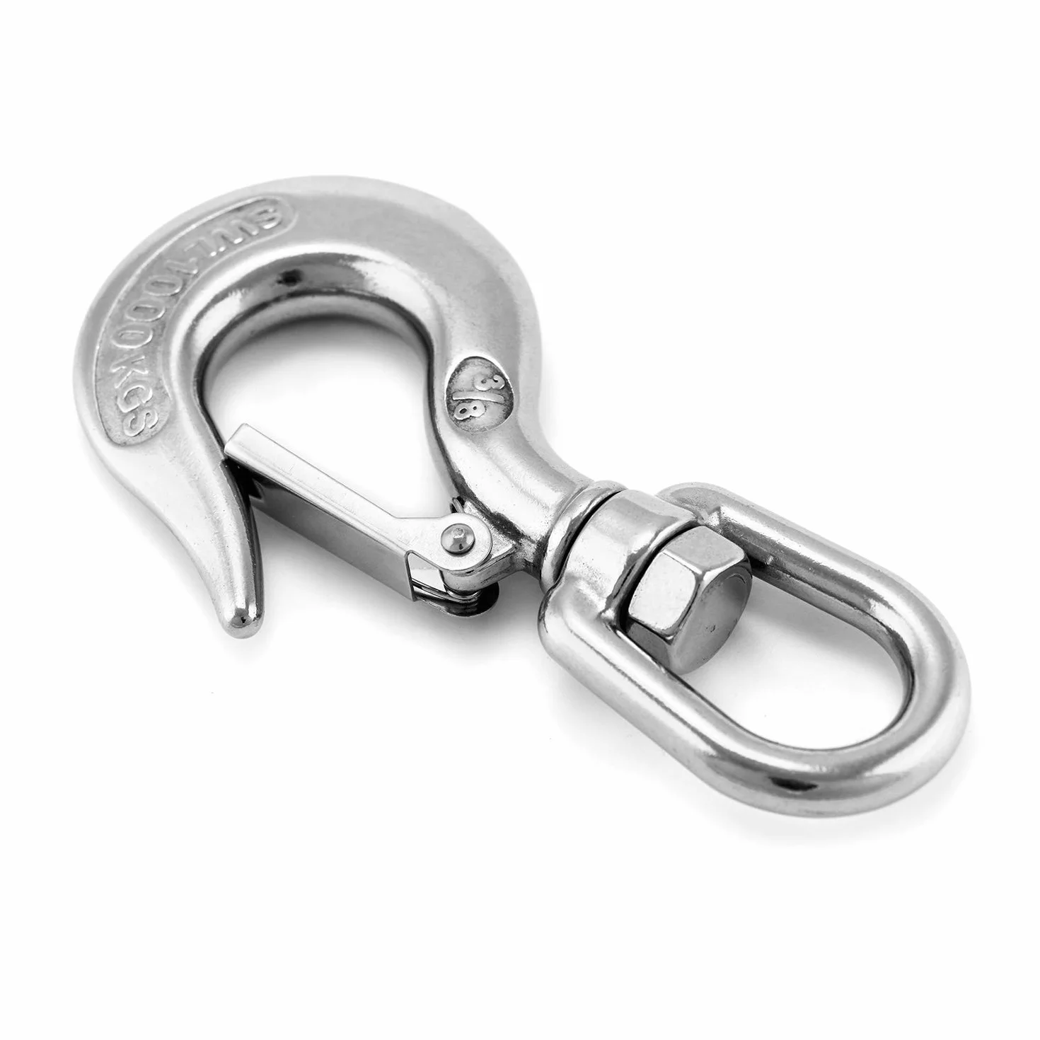QWORK® Hak do podnoszenia dźwigu z zatrzaskiem, obrotowy haczyk na oczko, akcesoria do olinowania 1000 kg