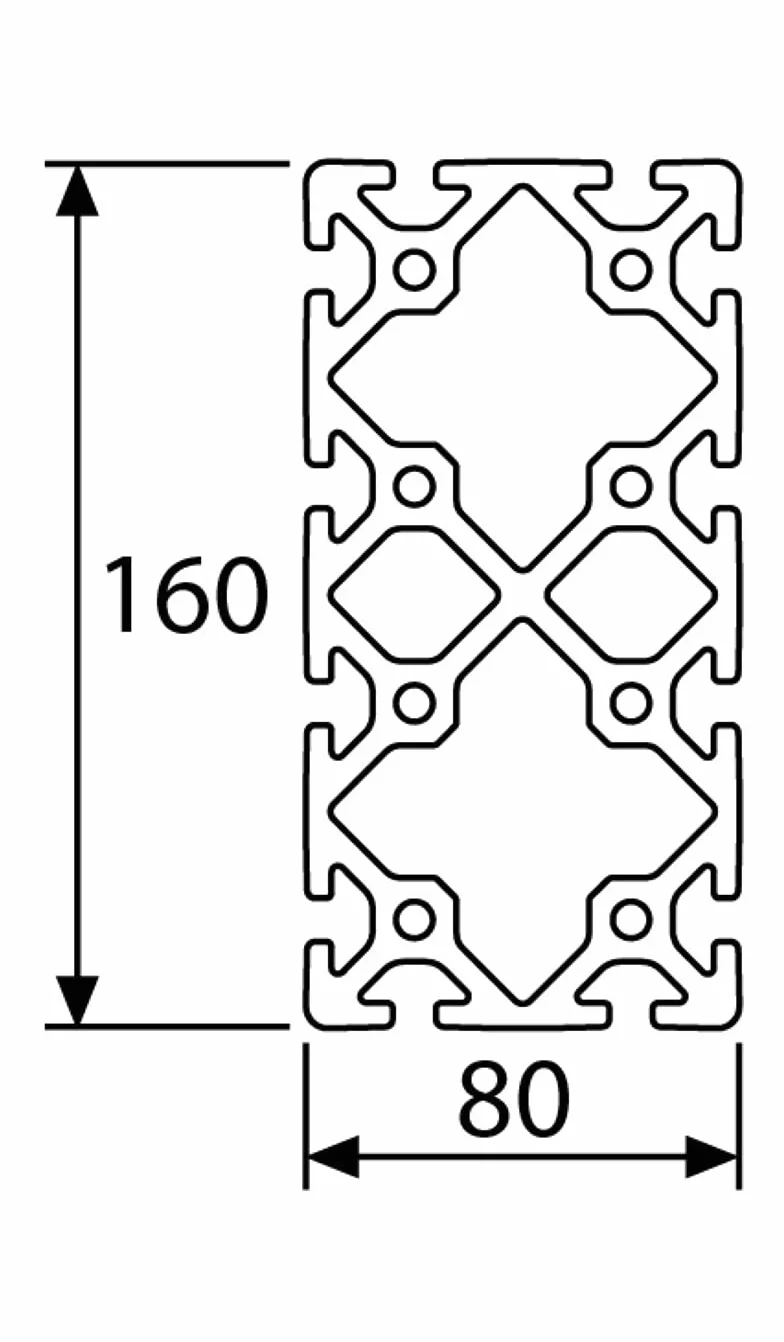 Profil aluminiowy 80 x 160S typ I rowek 8 (ci??ki), srebrny anodowany. Profil aluminiowy 80 x 160 profil aluminiowy 80 x 160 profil systemowy monta?owy 1500 mm