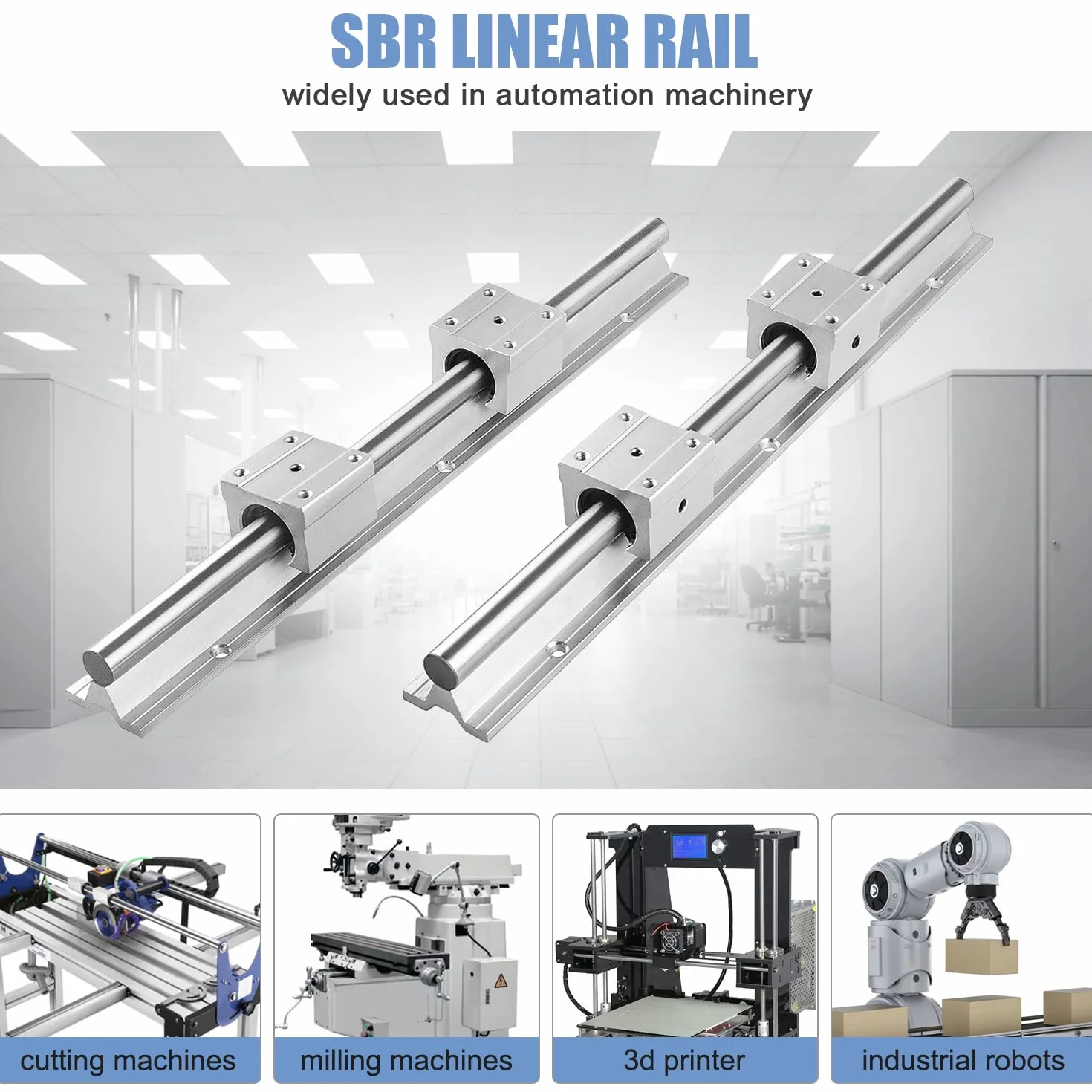 CNCMANS SBR20-1500 mm prowadnica liniowa, 2 sztuki szyn liniowych SBR20 i 4 sztuki bloków łożyskowych SBR20UUU, odporne na rdzę i wysoka precyzja, części CNC do drukarki 3D