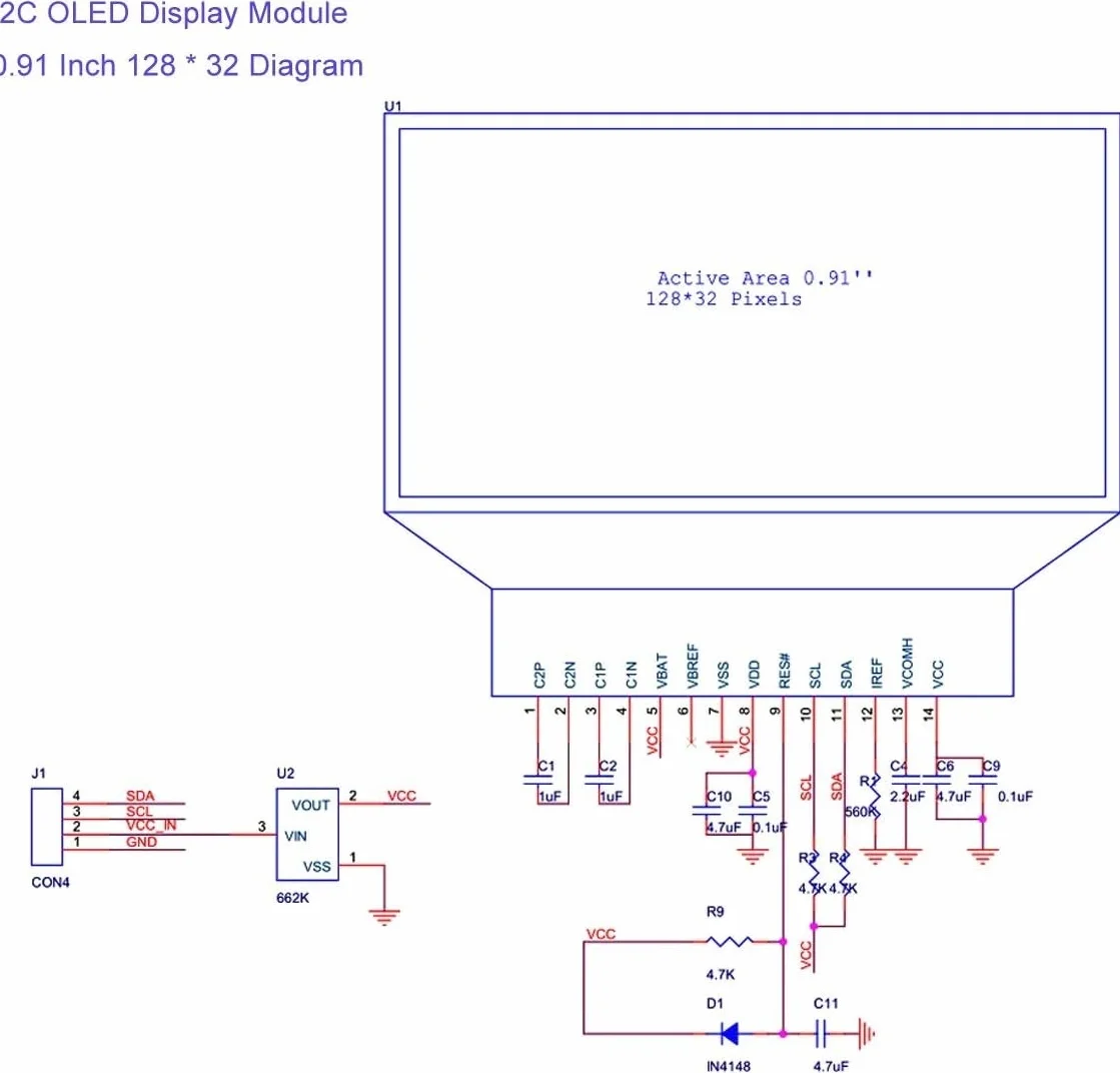 DollaTek 2 szt. I2C OLED modu? wy?wietlacza 0,91 cala I2C OLED ekran sterownik DC 3,3 V ~ 5 V dla Arduino - bia?a czcionka