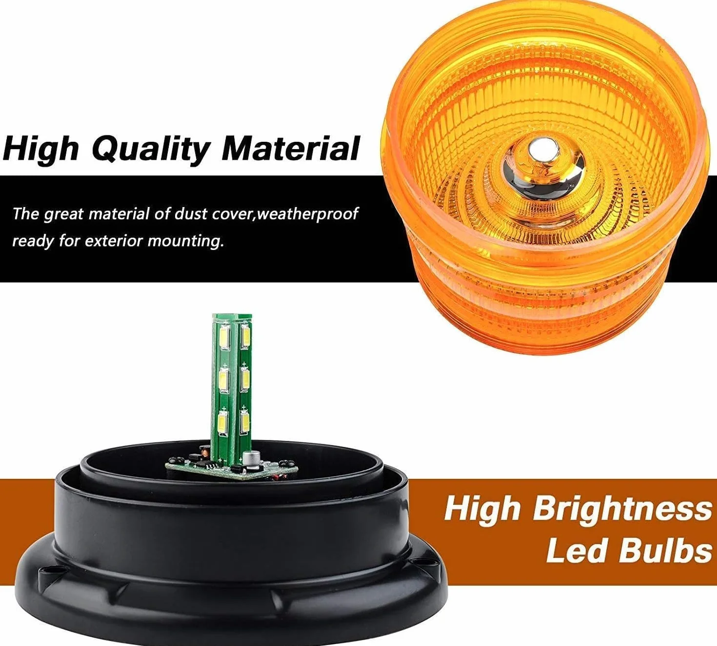 Dinfu LED Lampa Ostrzegawcza 12/24V - Magnetyczna Lampka na Dach do Samochodu, Wózka Widłowego, Traktora, Wózka Golfowego - Żółto-Pomarańczowa