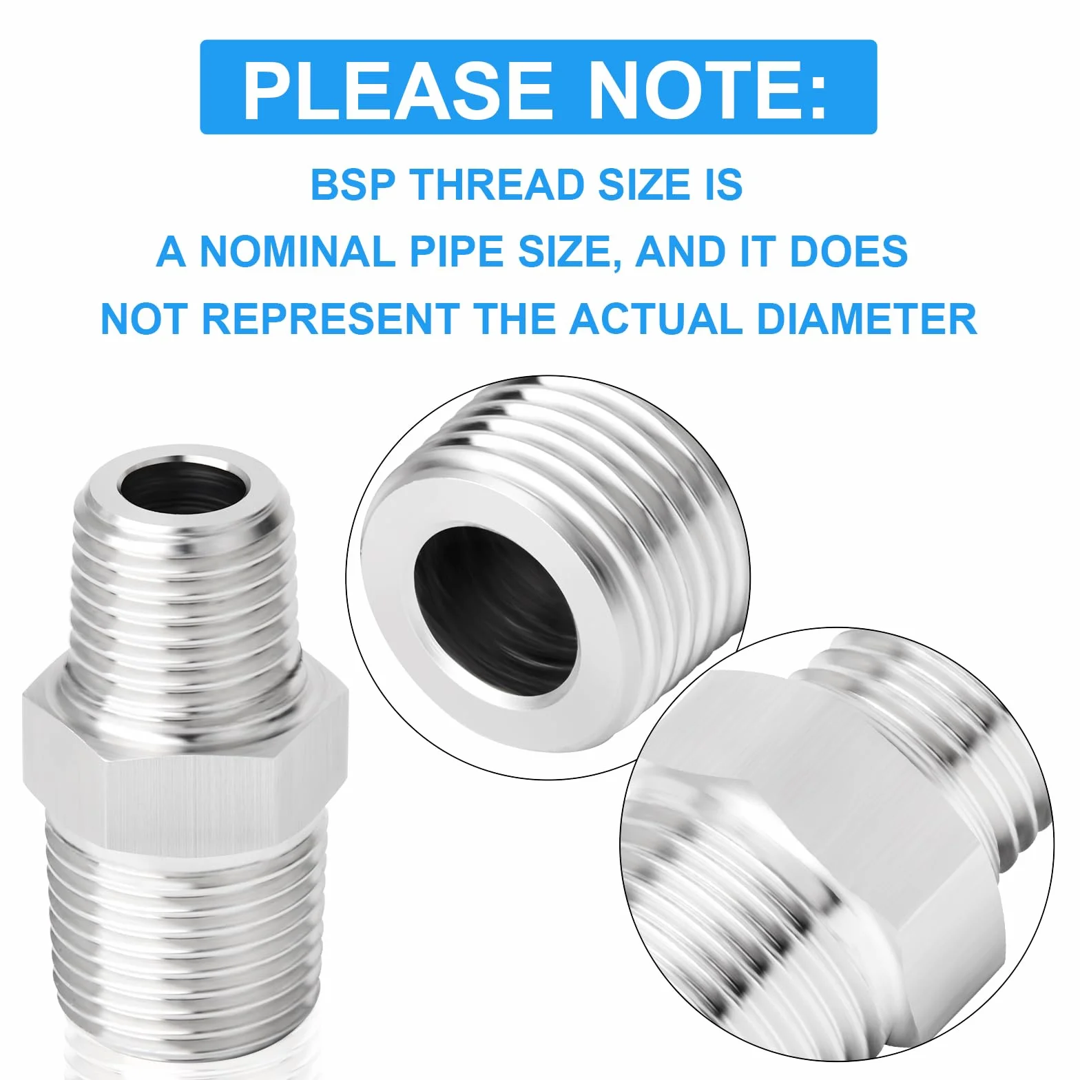 Reduktor sześciokątny 1/2" x 3/8" BSP męski ze stali nierdzewnej 304, 5 sztuk