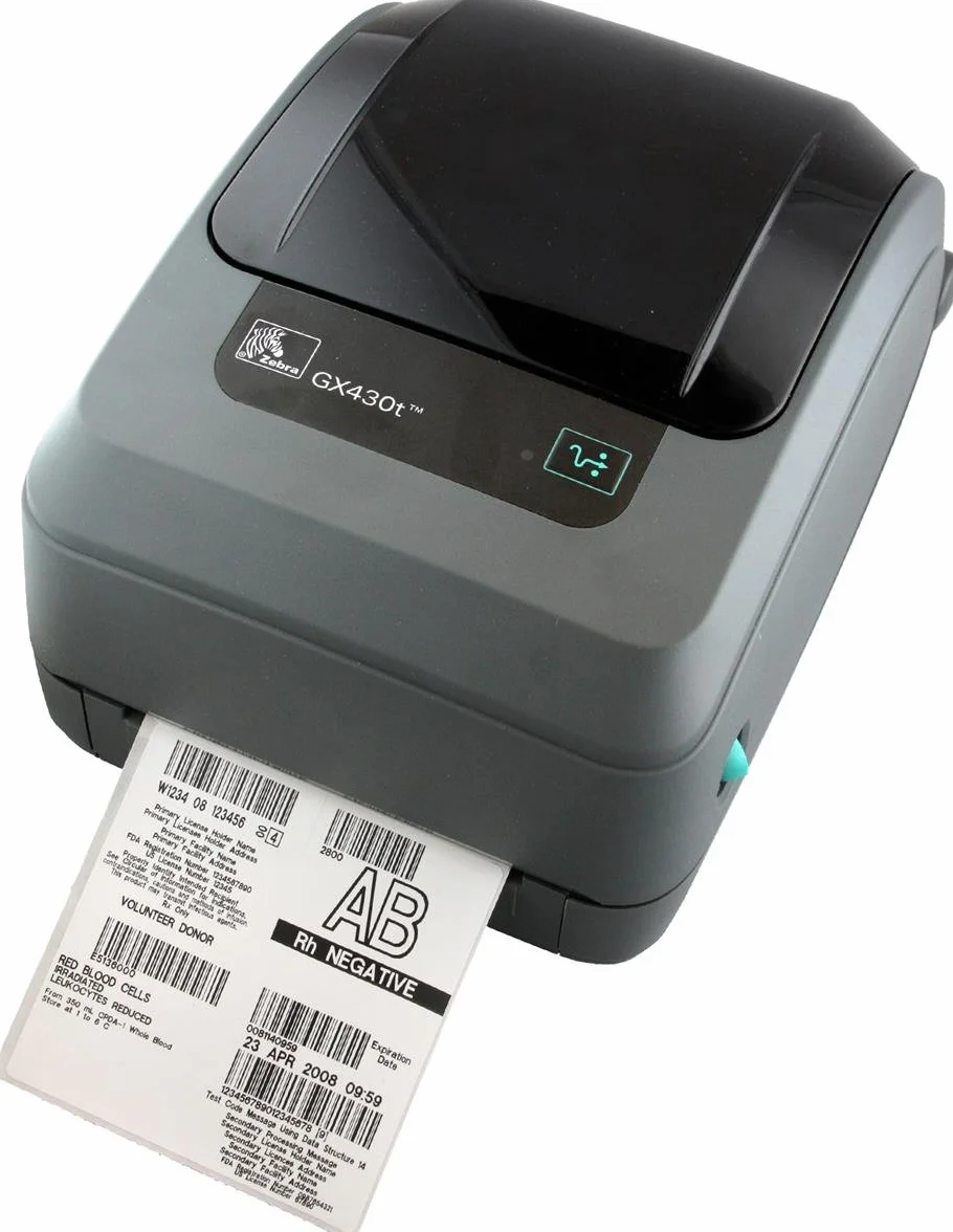Zebra GX43-102420-000 drukarka etykiet termotransferowy 300 x 300 dpi szerokość etykiet (maks.): 110 mm USB, RS-232, LAN