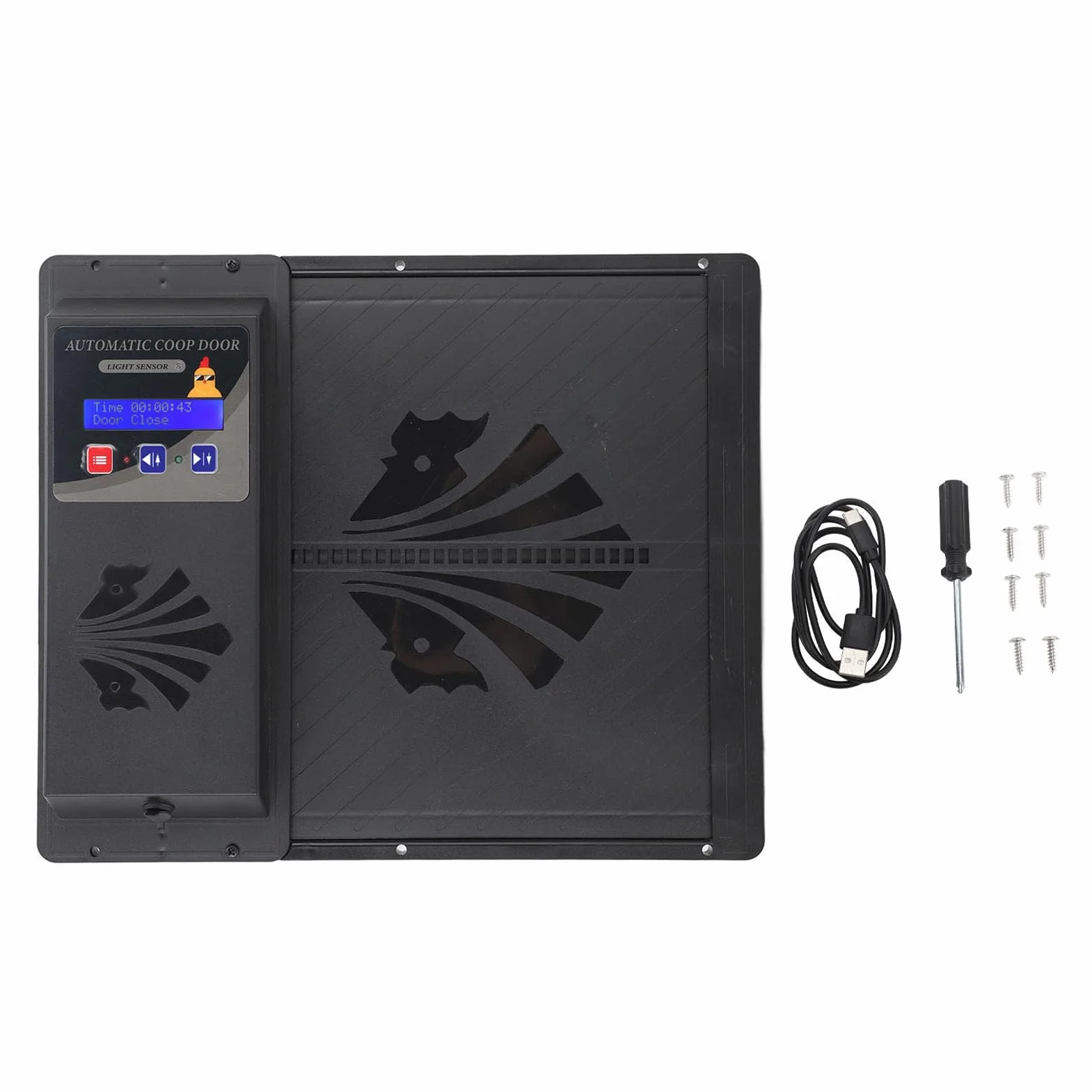 Automatyczne Drzwi do Kurnika z Timerem USB Czarny