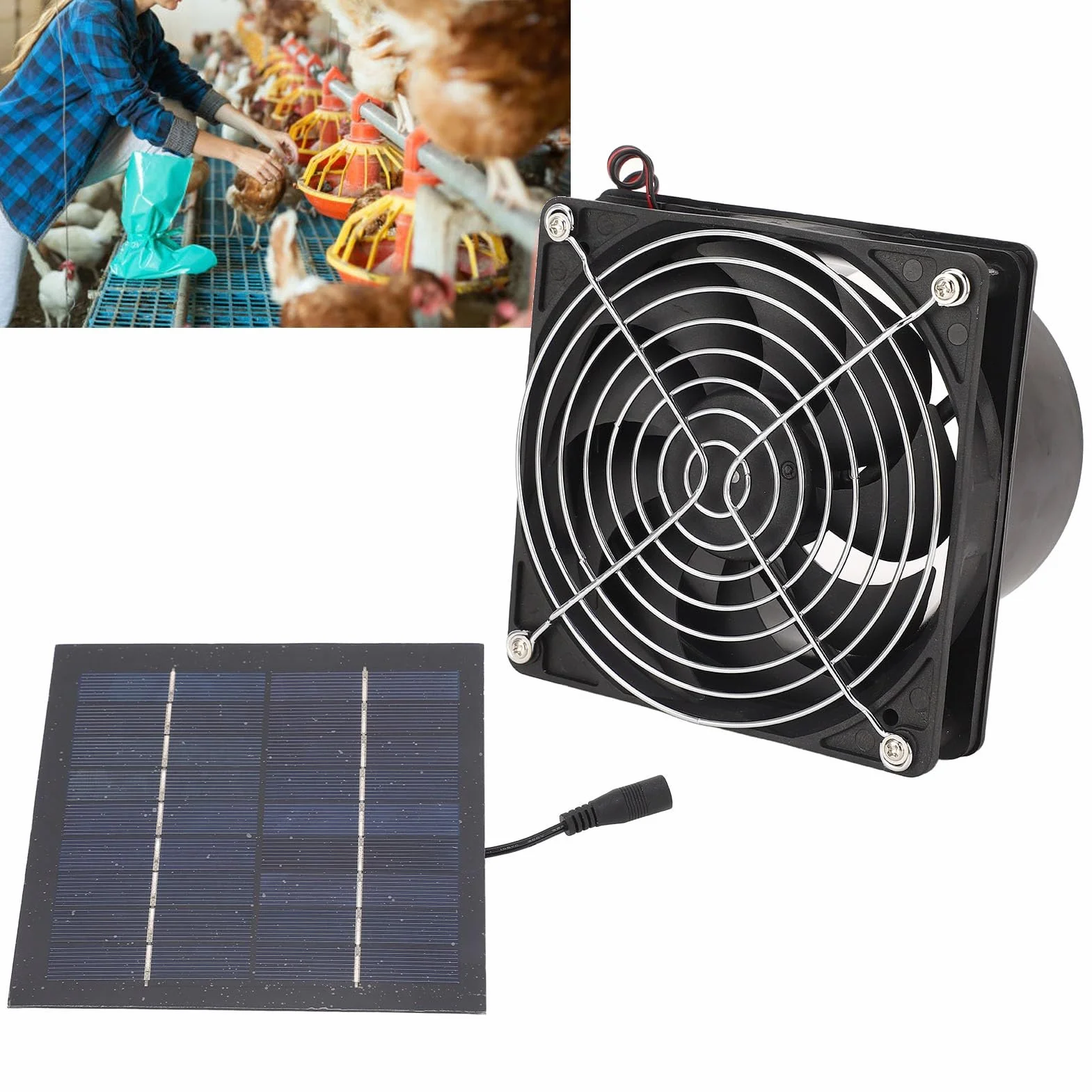 Solarny wentylator wyciągowy, 5-12V 50W Wentylator zasilany energią słoneczną Wydajny wentylator wyciągowy zasilany energią słoneczną Mocny zestaw wentylatora z panelem słonecznym