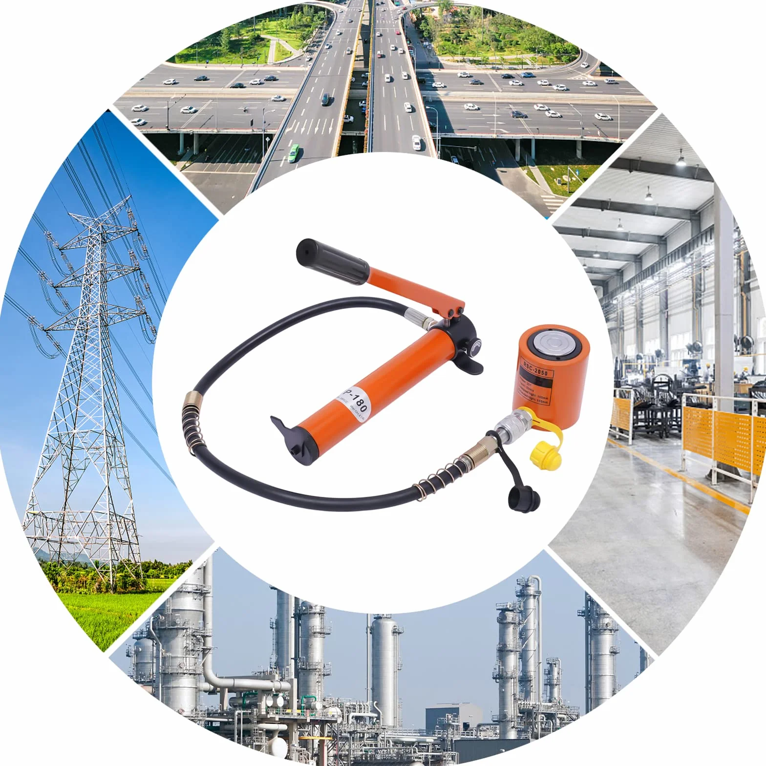 Siłownik hydrauliczny 20T 50 mm z ręczną pompą hydrauliczną 70 Mpa 350 CC do naprawy samochodów, ciężarówek
