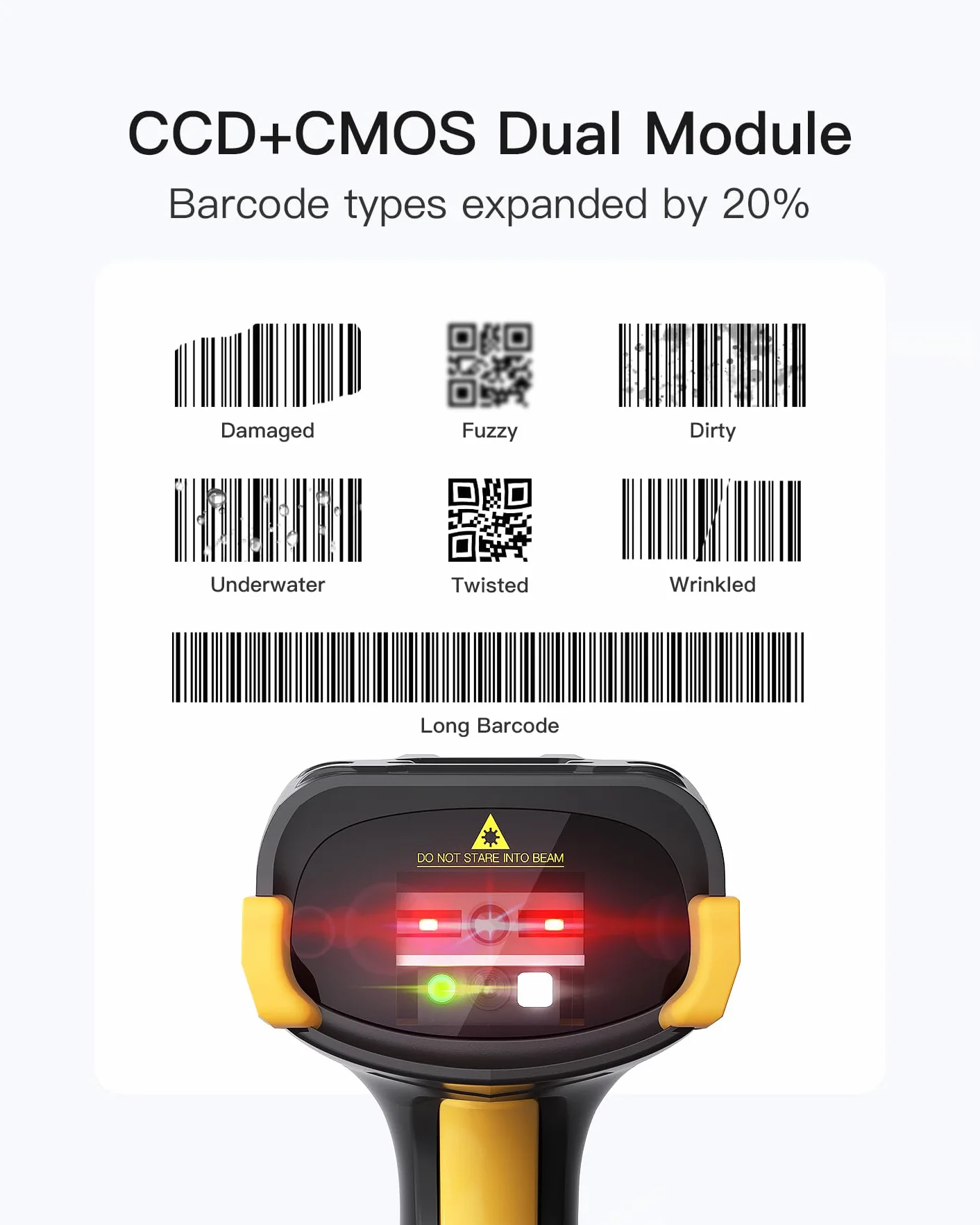 Inateck Czytnik kodów kreskowych Bluetooth,Skaner Kodów 2D 1D,QR Bar Czytnik Kodów z Ekranem i Inteligentną Podstawą,Podwójne moduły CMOS+CCD, Kompatybilny z App SDK,P8