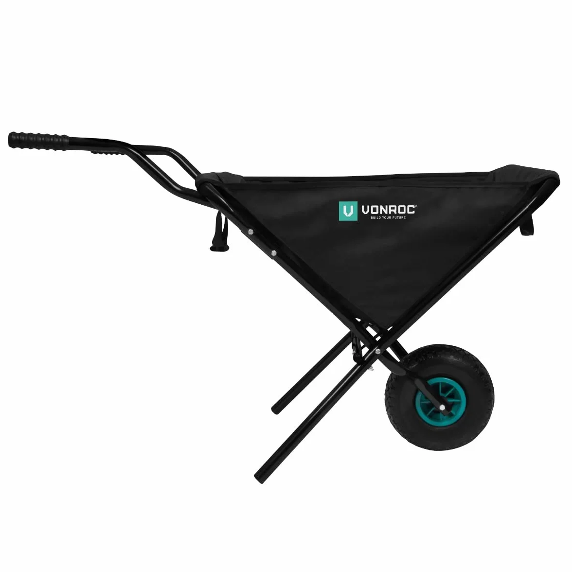 VONROC Składana Taczka Ogrodowa 30kg 50L Pojemność Ergonomiczne Uchwyty