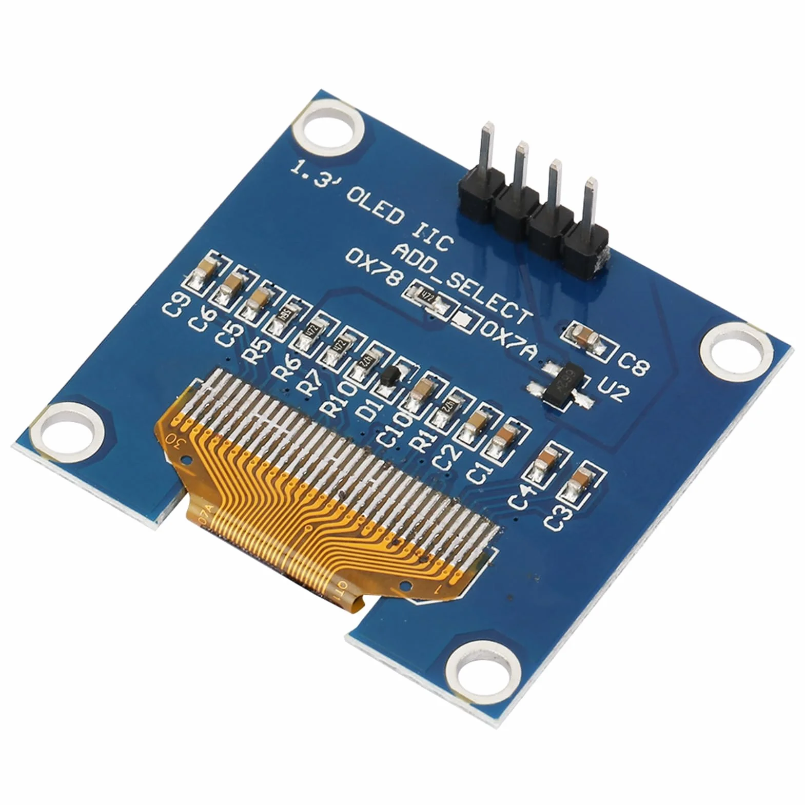 Moduł Wyświetlacza OLED o Przekątnej 1,3 Cala, Wyświetlacz OLED I2C 128x64 Niebieski Ekran Tekstowy, Układ Sterownika SSD1106, Wejście 3, V 5 V, Szybki Czas Reakcji o Wysokim Kontraście dla
