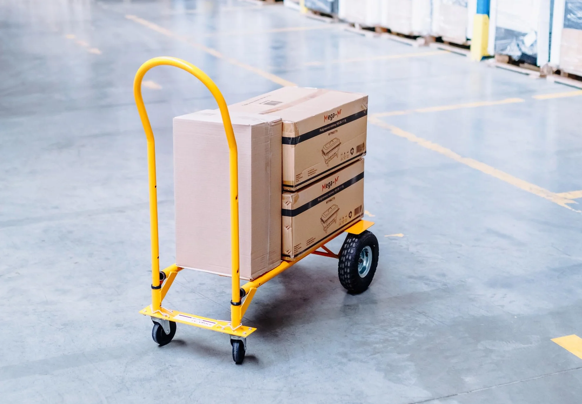 Mega-M Wózek transportowy 2 w 1 250KG rozkładany żółty