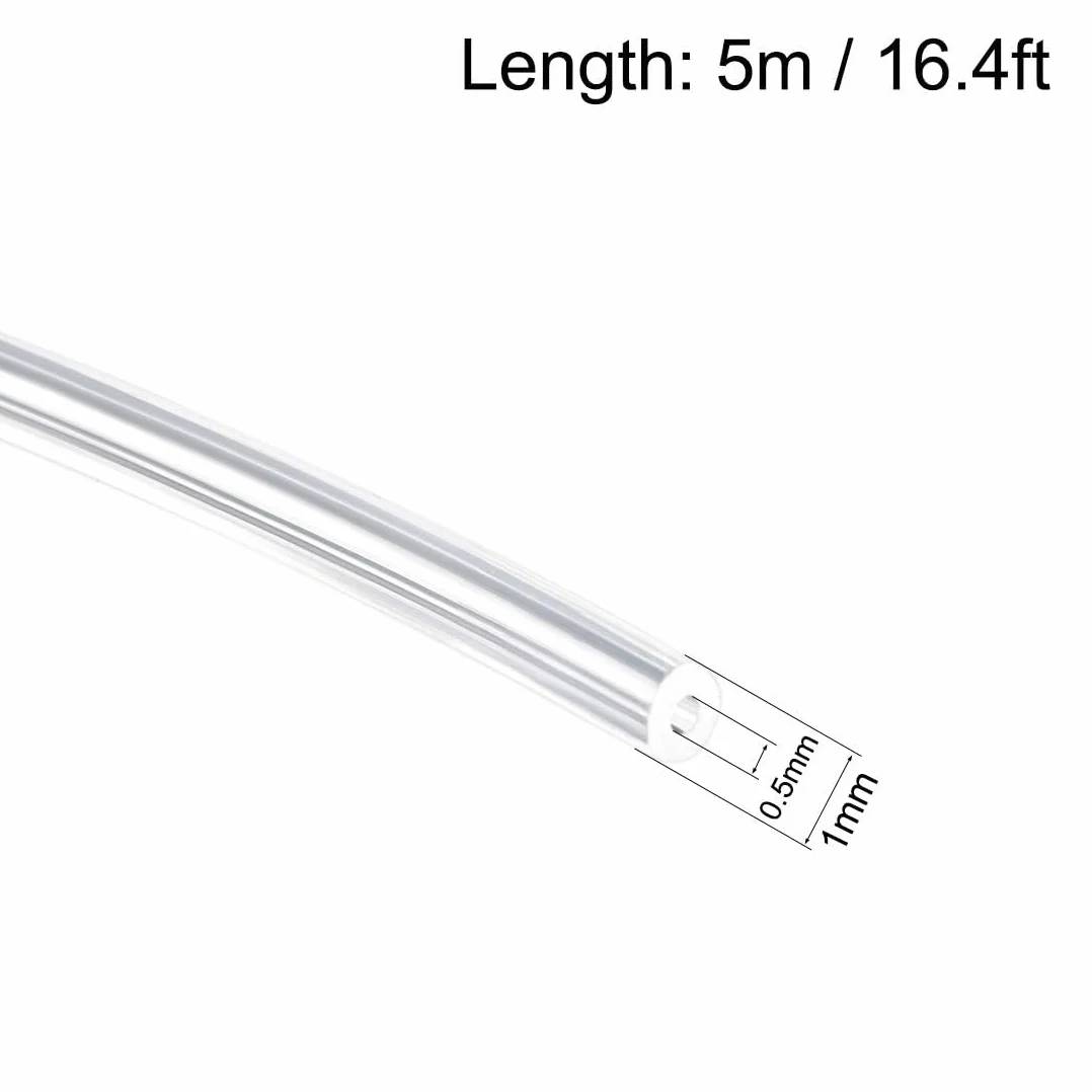 TOP-VIGOR Rurka silikonowa 0,5 mm x 1 mm 5 m elastyczna wąż wodno-powietrzny przezroczysta
