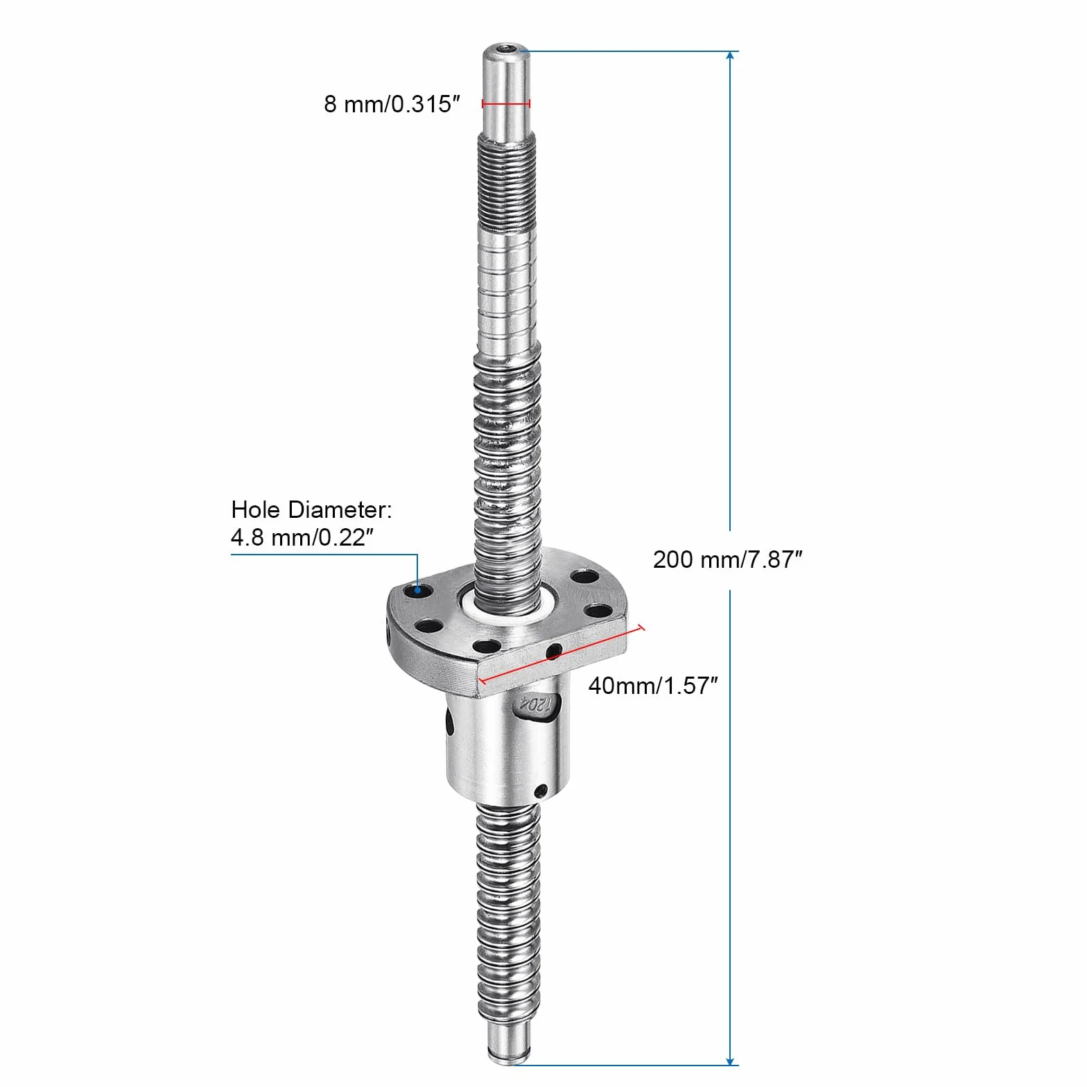 QUARKZMAN BallScrew SFU1204 śruba kulowa 12x4 mm długość 200 mm Anti-Backlash nakrętka zestaw do CNC