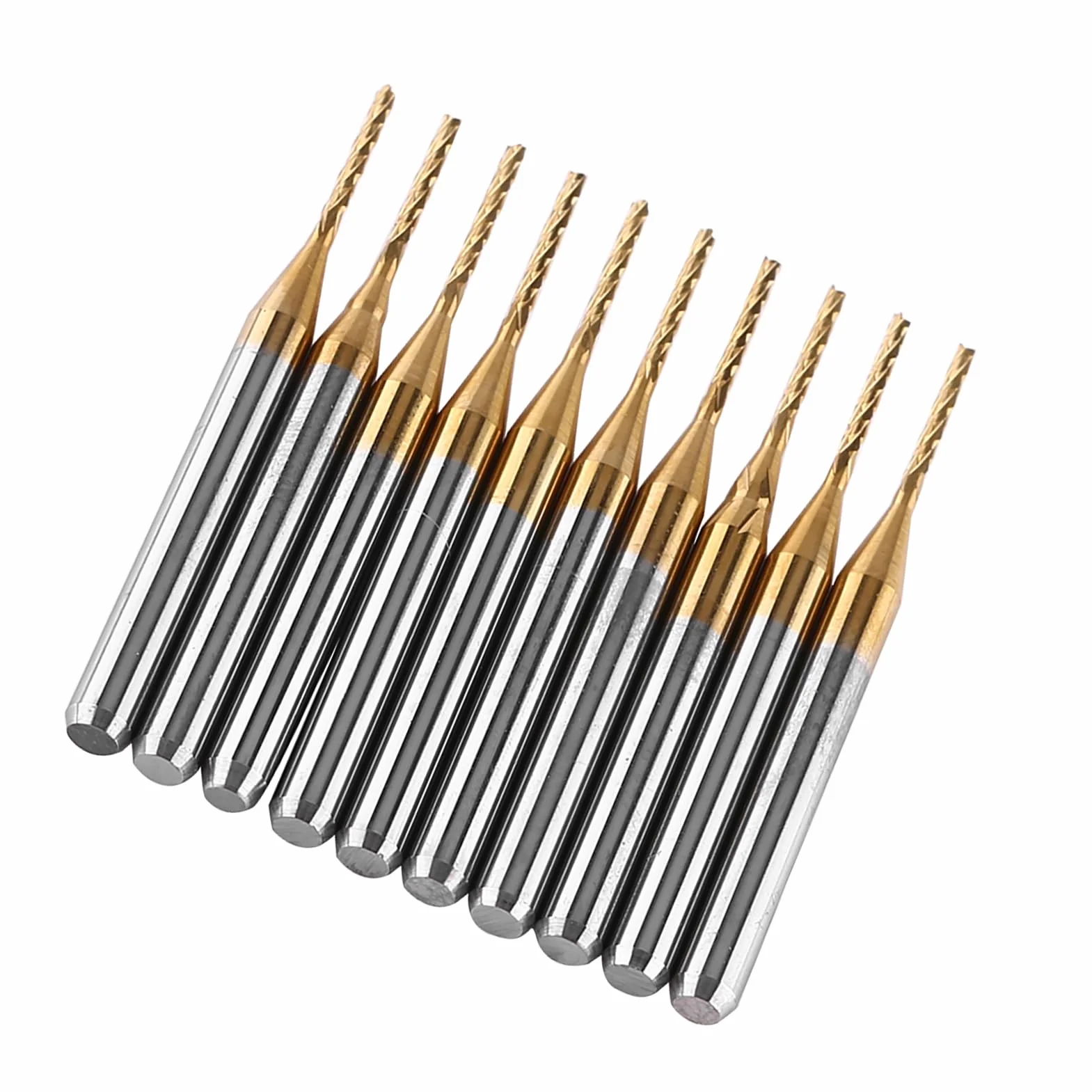 Zestaw frezów 10 sztuk, frez 1 mm, frez węglowy, frez CNC, frez do metalu, frez z węglika wolframu, wiertła do grawerowania, 3,175 mm x 1 mm