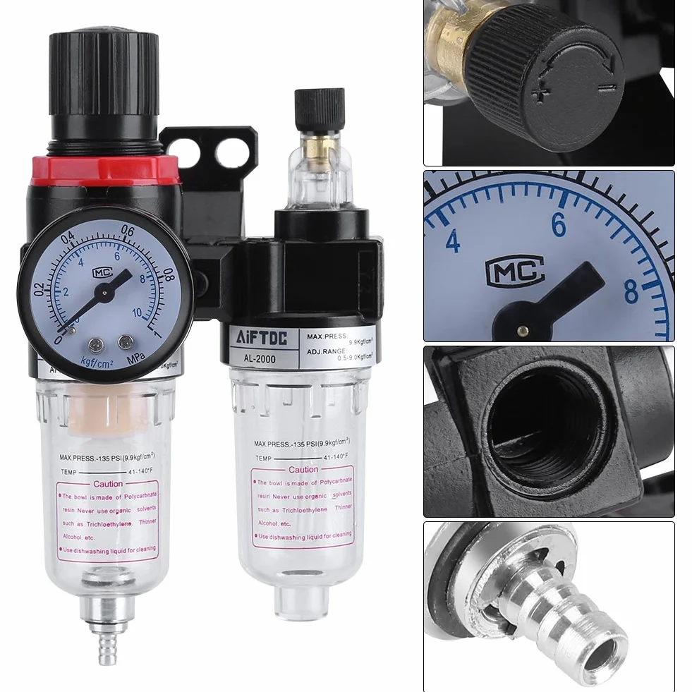 Zerodis 1/4" Regulator ciśnienia separator pułapka wilgoci sprężarka ciśnienia wody regulator filtra powietrza