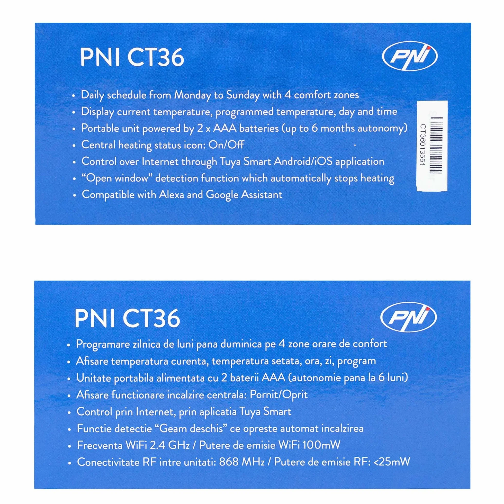 PNI CT36 Inteligentny termostat bezprzewodowy WiFi TuyaSmart do instalacji cieplnych