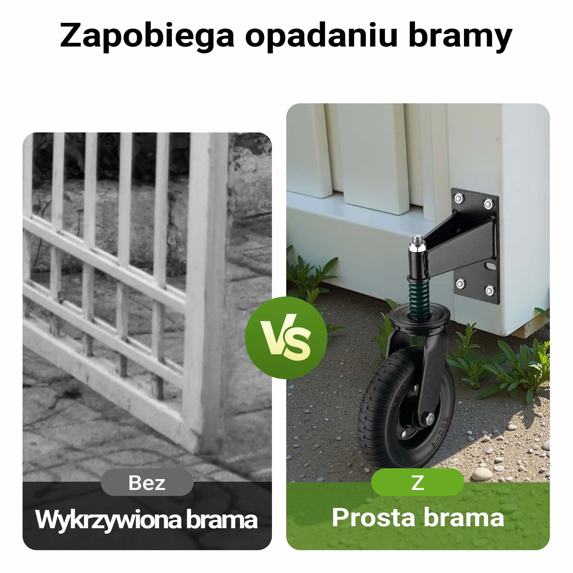 Wiltec Rolka sprężynowa do bramy o nośności do 275 kg, wspiera ciężkie bramy i drzwi, ø 200 mm, koło z profilem i śrubami do montażu