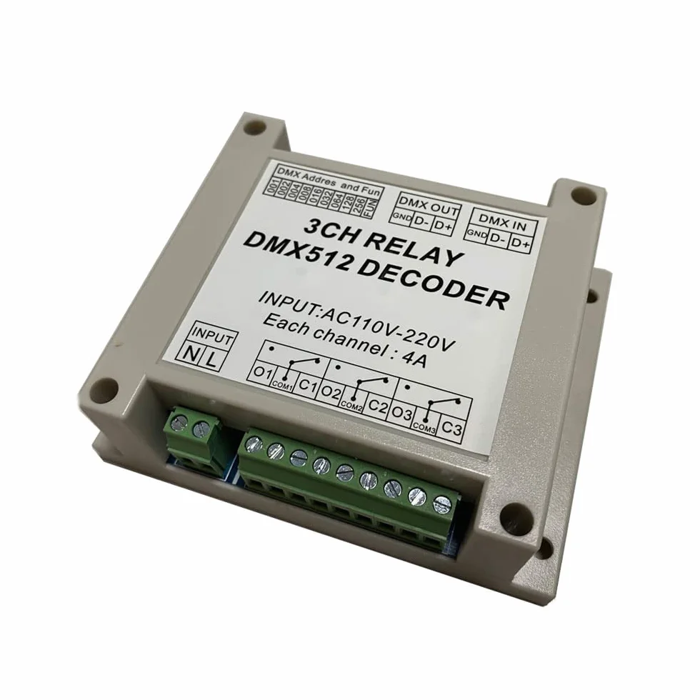 Przekaźnik Nutbro 3CH z DMX512, przekaźnik z wysokim napięciem wejściowym AC110-220V