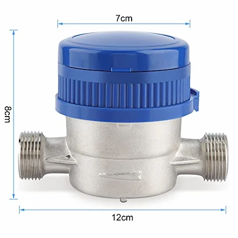 Zimny wodomierz do ogrodu, 1,5 m3/h 0-40 ℃ mechaniczny wodomierz 15 mm 1/2 cala przepływomierz wody, miedź