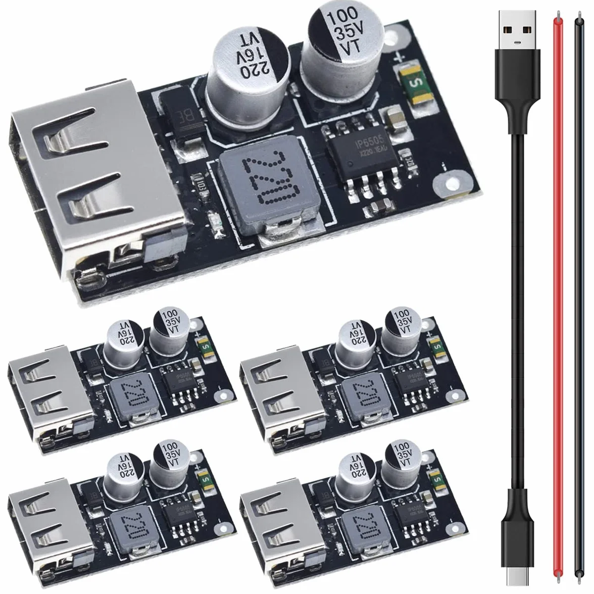Moduł szybkiego ładowania USB QC3.0 QC2.0 DC-DC Buck Converter Step-Down 5V 3A 5 sztuk 24AWG