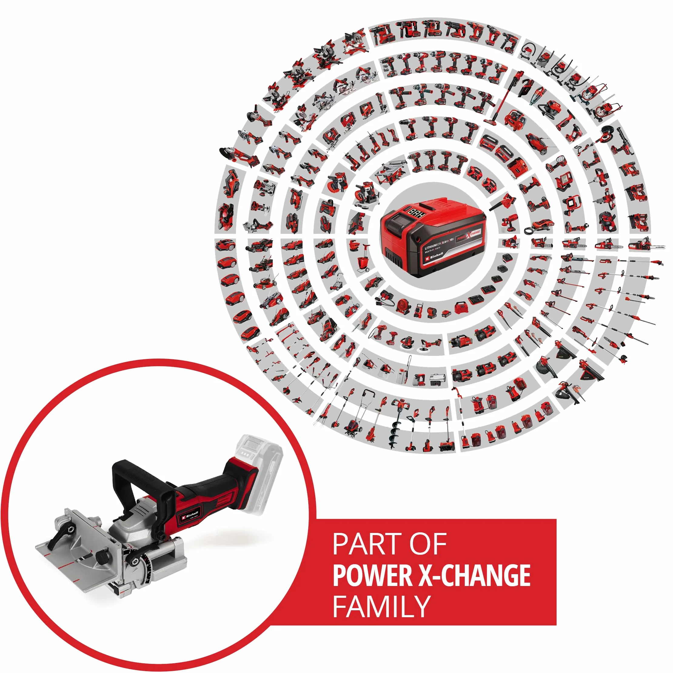 Einhell Akumulatorowa frezarka nutowa TE-BJ 18 Li-Solo Power X-Change (18 V, Li-Ion, bezstopniowa regulacja kąta/wysokości, 6 poziomów regulacji głębokości, bez akumulatora i bez ładowarki)