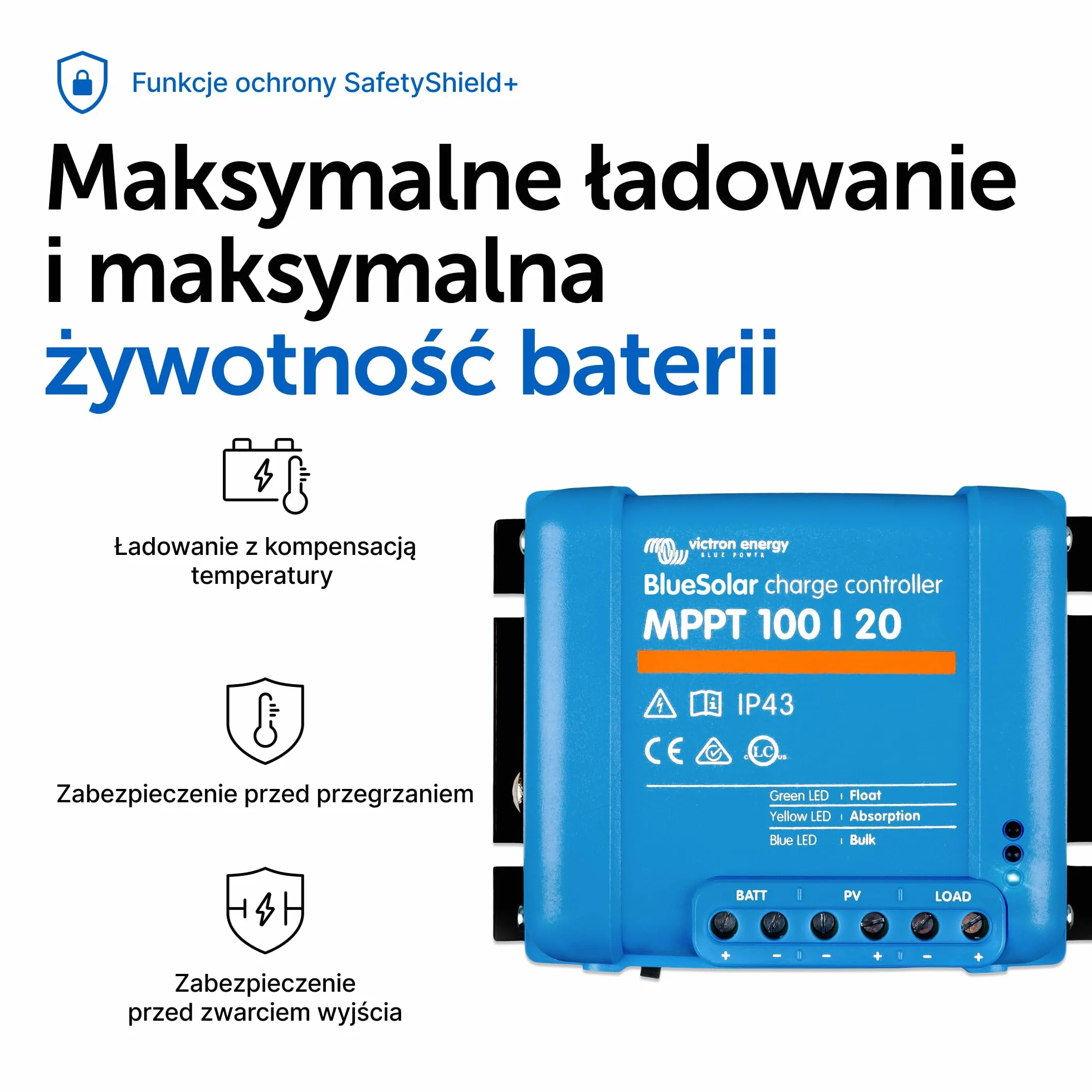 Victron Energy BlueSolar MPPT 100V 20A 48-Volt Kontroler Ładowania Słonecznego