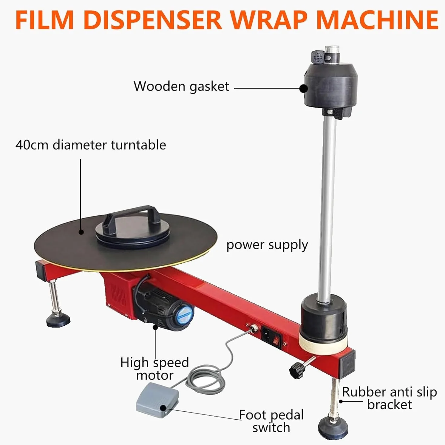 Electric Stretch Film Wrapping Machine Turntable Double Shaft Semi-Automatic Pallet Packing Industrial