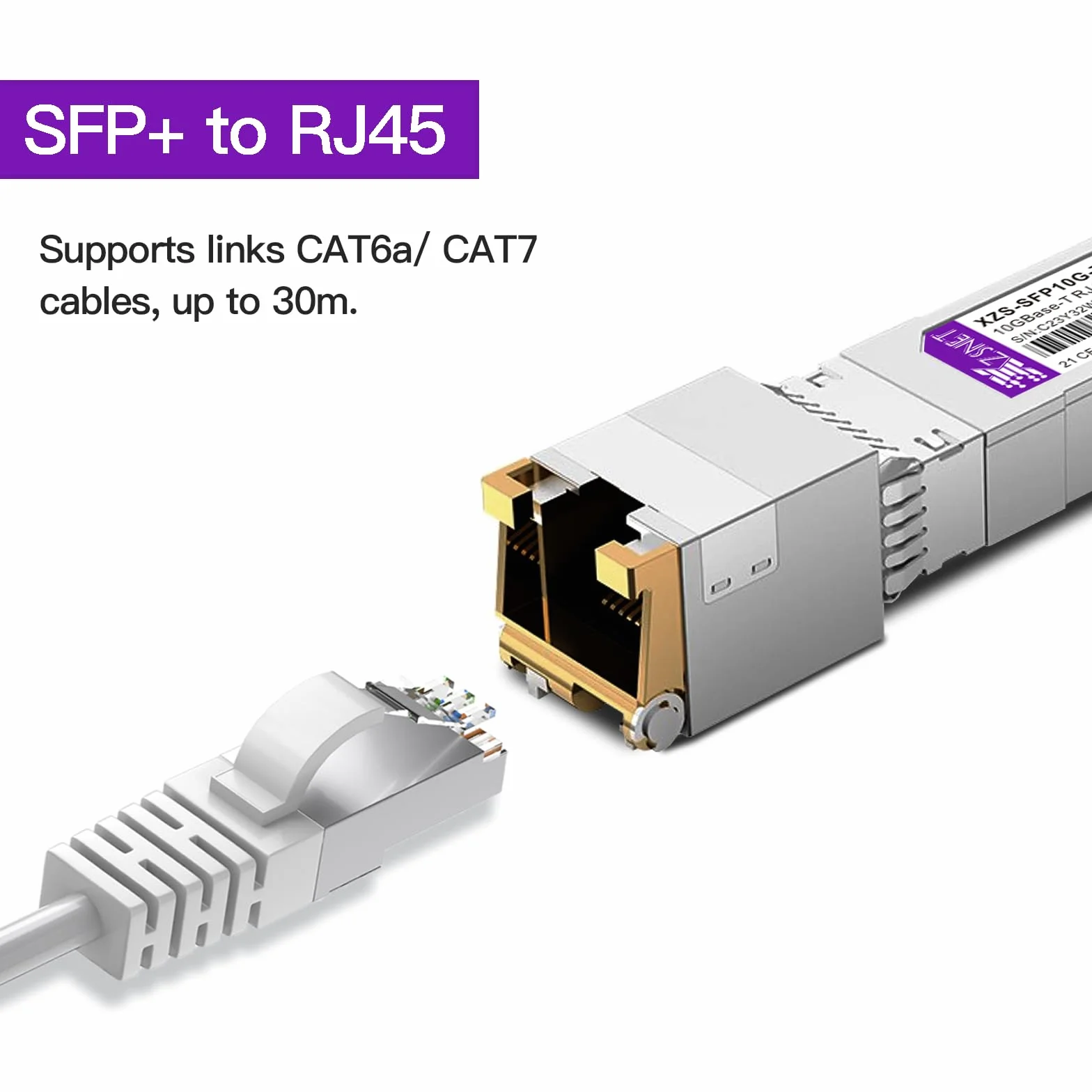 Transceiver 10GBASE-T SFP+, 1,25/2,5/5/10G SFP+ do RJ45, 10Gb miedziany SFP+ do modułu Ethernet kompatybilny z Cisco SFP-10G-T-S, Ubiquiti UniFi UF-RJ45-10G, Mikrotik, Meraki, Netgear i więcej, 1