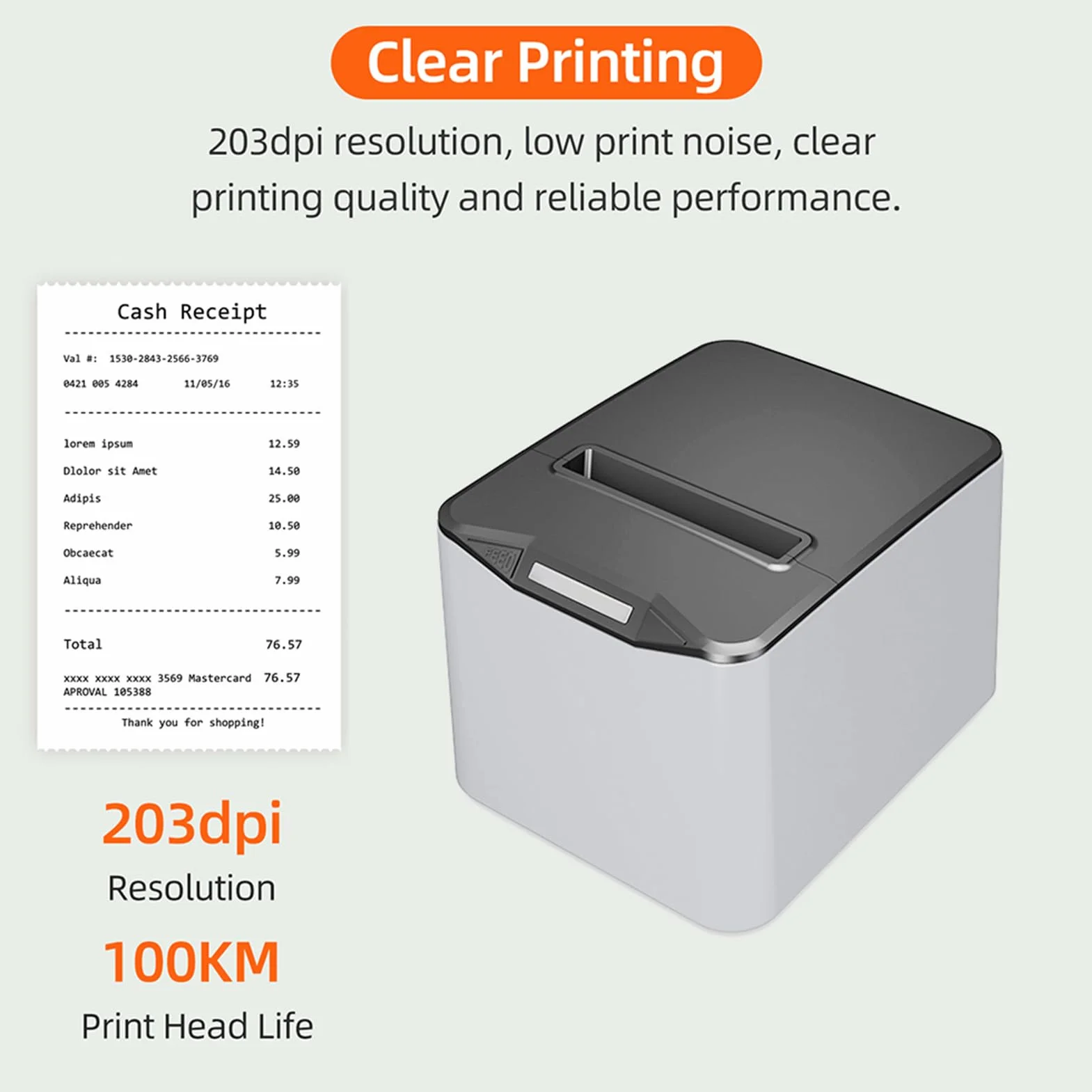 Bisofice Drukarka termiczna 80 mm ESC/POS automatyczne cięcie 220 mm/s USB Ethernet POS-8370