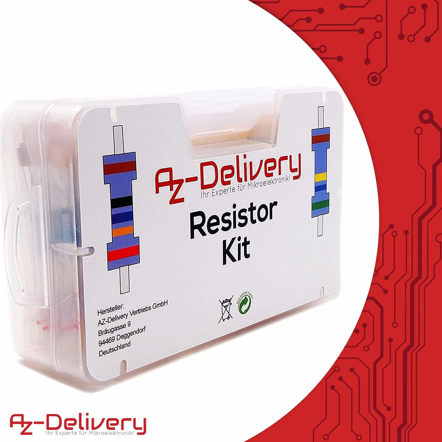 AZDelivery Zestaw rezystorów 525 sztuk 0 Ohm -1M Ohm kompatybilny z Arduino Raspberry Pi